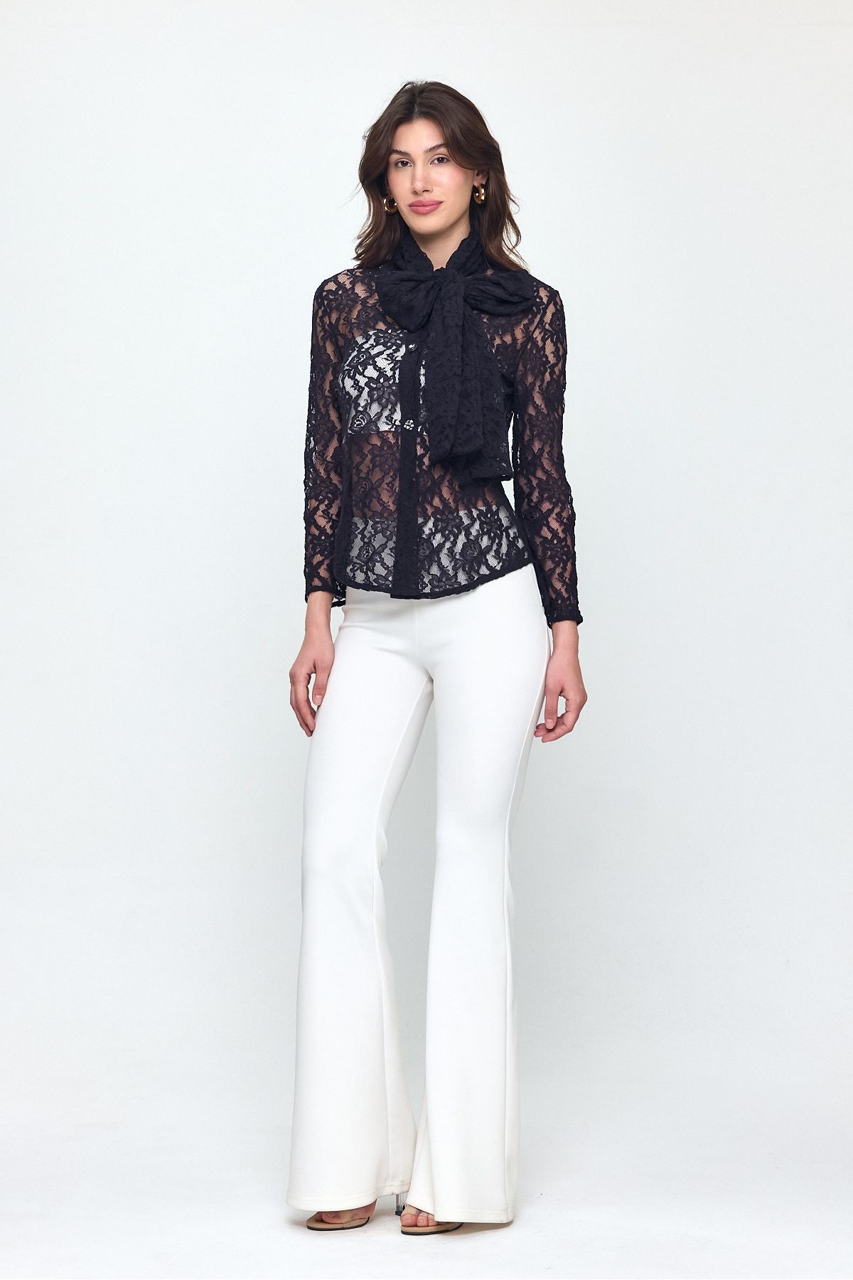 Kendinden Şal Detaylı Dantel Hırka Kimono-hırka Gündüz - Gece- Plaj Şıklığı 25L8016