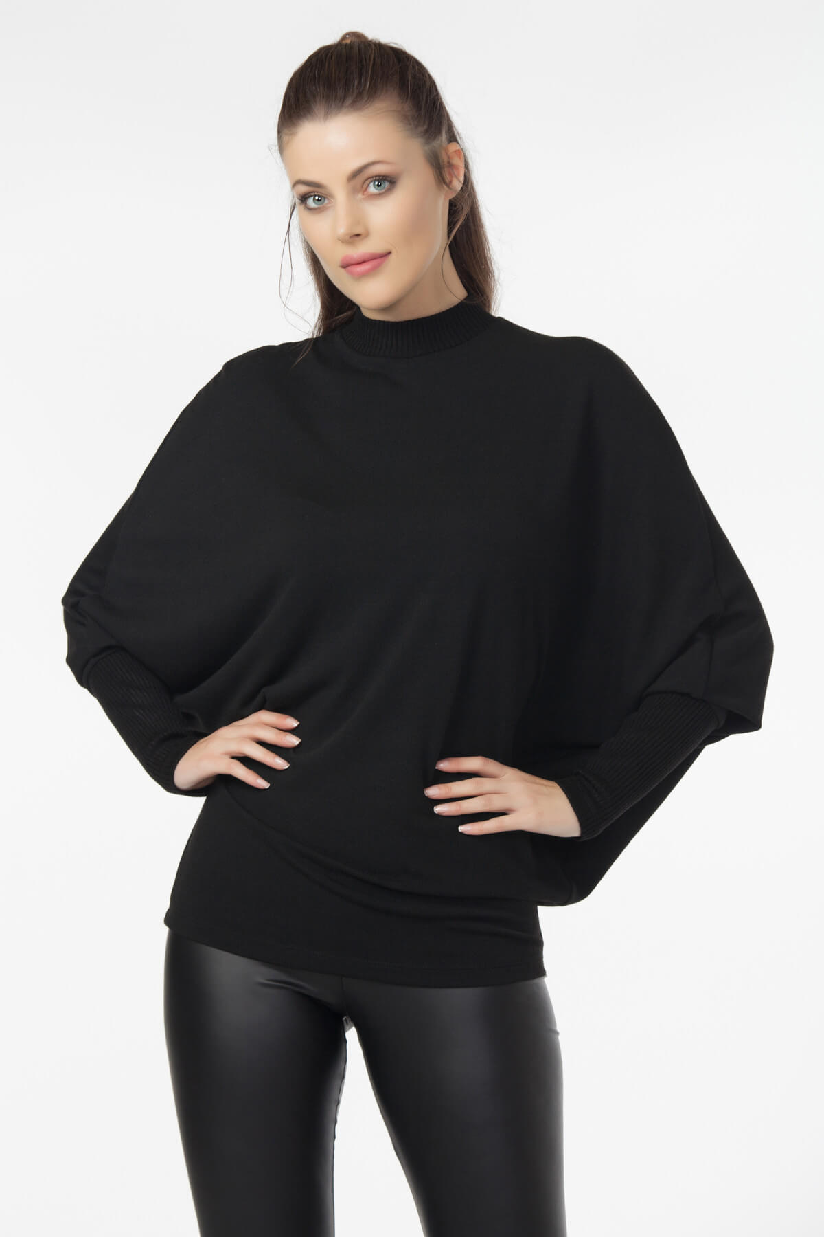 Kadın Siyah Triko Bluz 19L6456