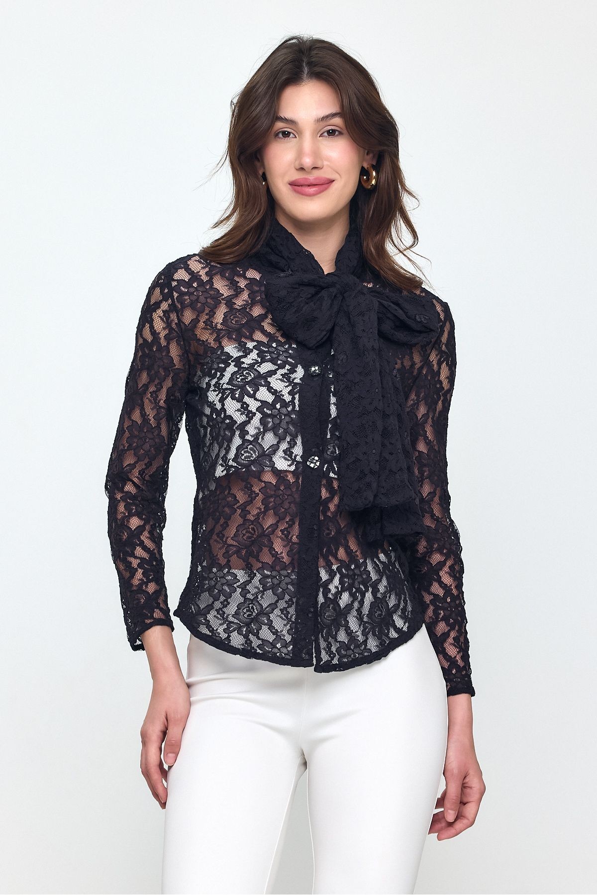 Kendinden Şal Detaylı Dantel Hırka Kimono-hırka Gündüz - Gece- Plaj Şıklığı 25L8016