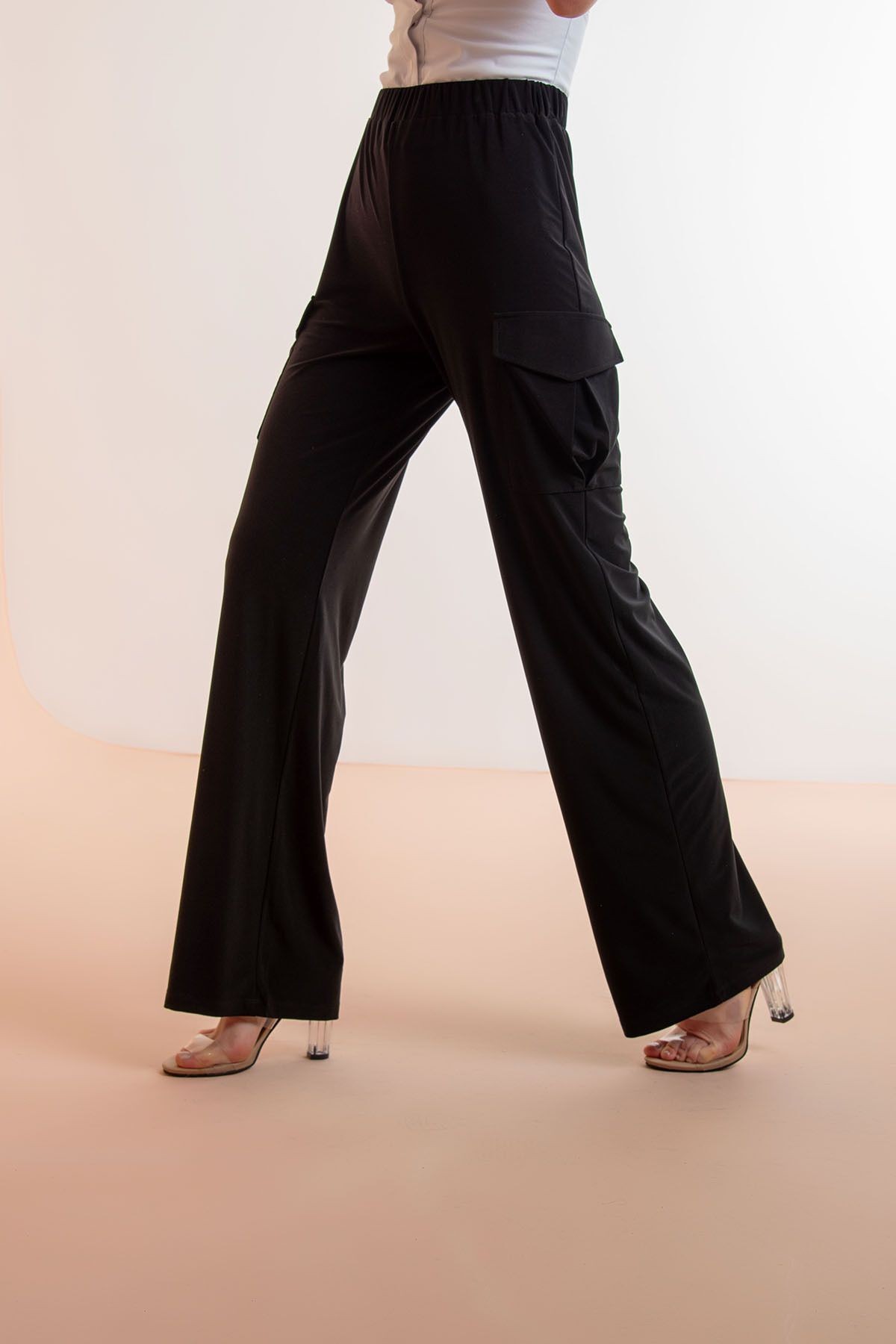 Beli Lastikli Bol Paça Kargo Pantolon