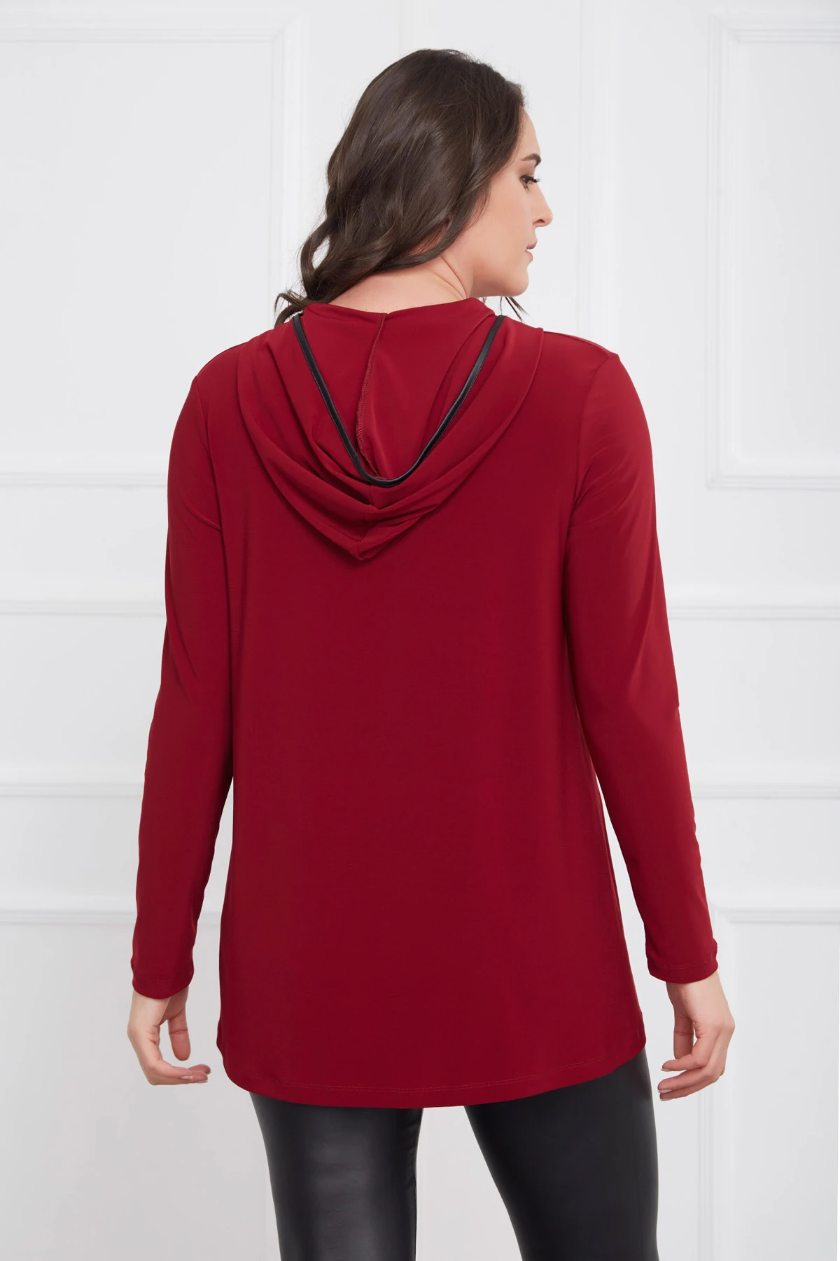 Kadın Bordo Cep ve Kapüşon Detaylı Bluz 17LB9010