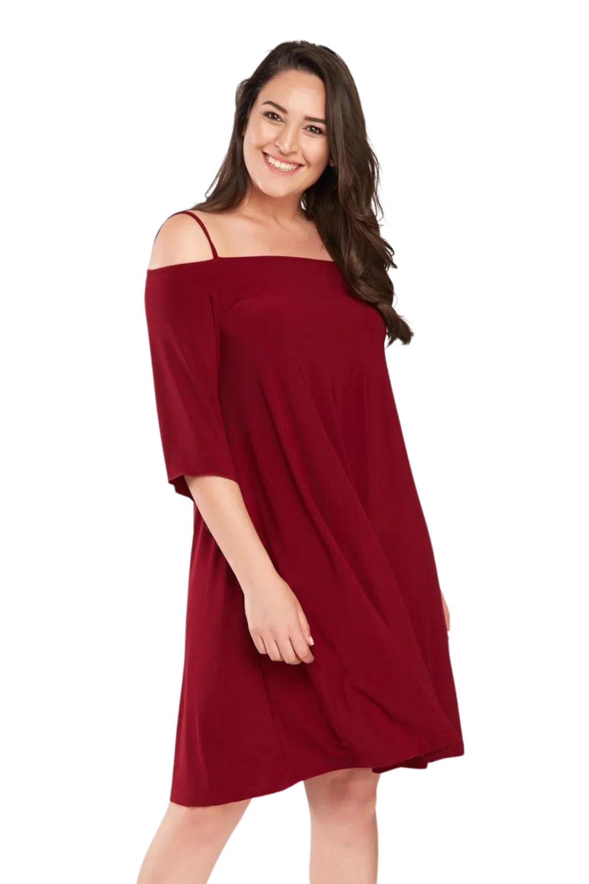 Kadın Bordo Madonna Yaka Ip Askılı Elbise Gündüz&gece Şıklığı 17lb9090
