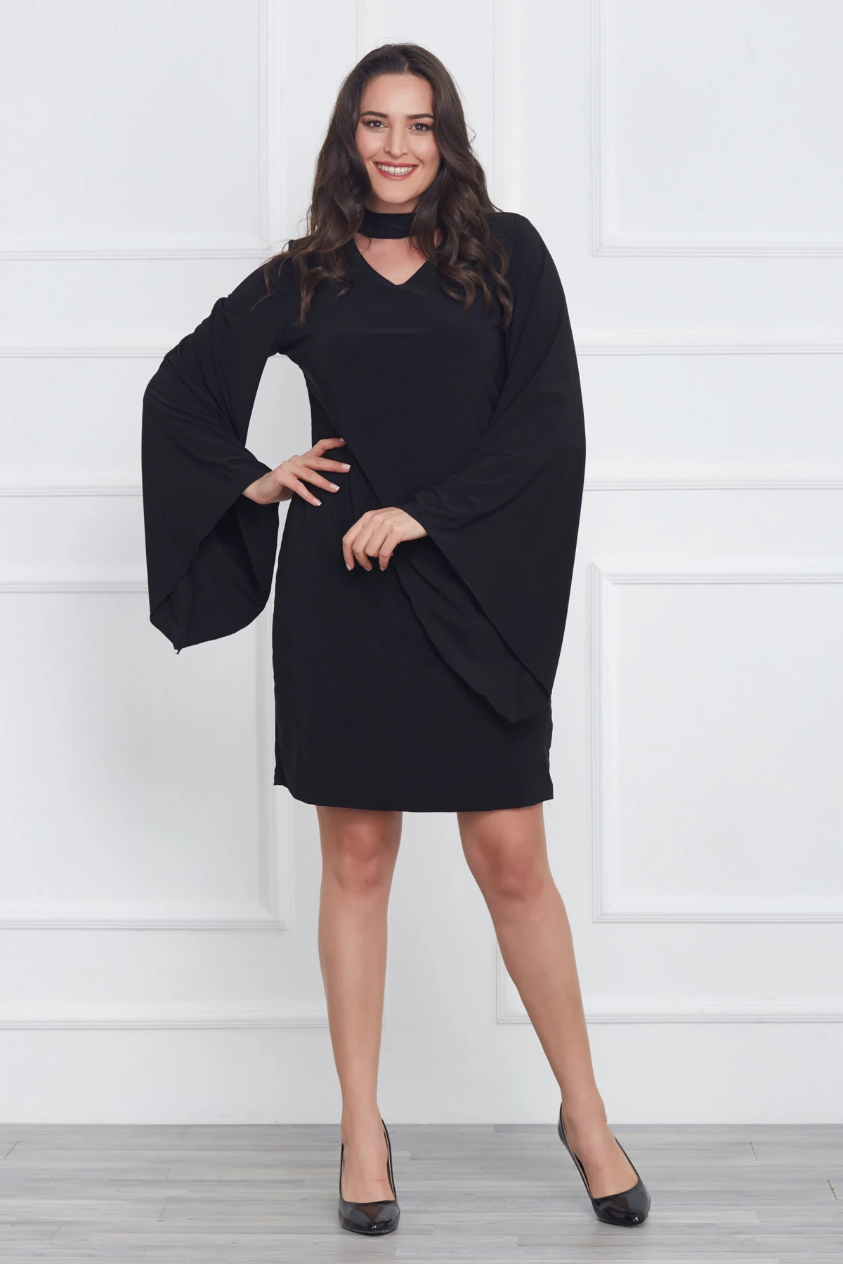 Kadın Siyah Kol Detaylı Elbise 17LB9018