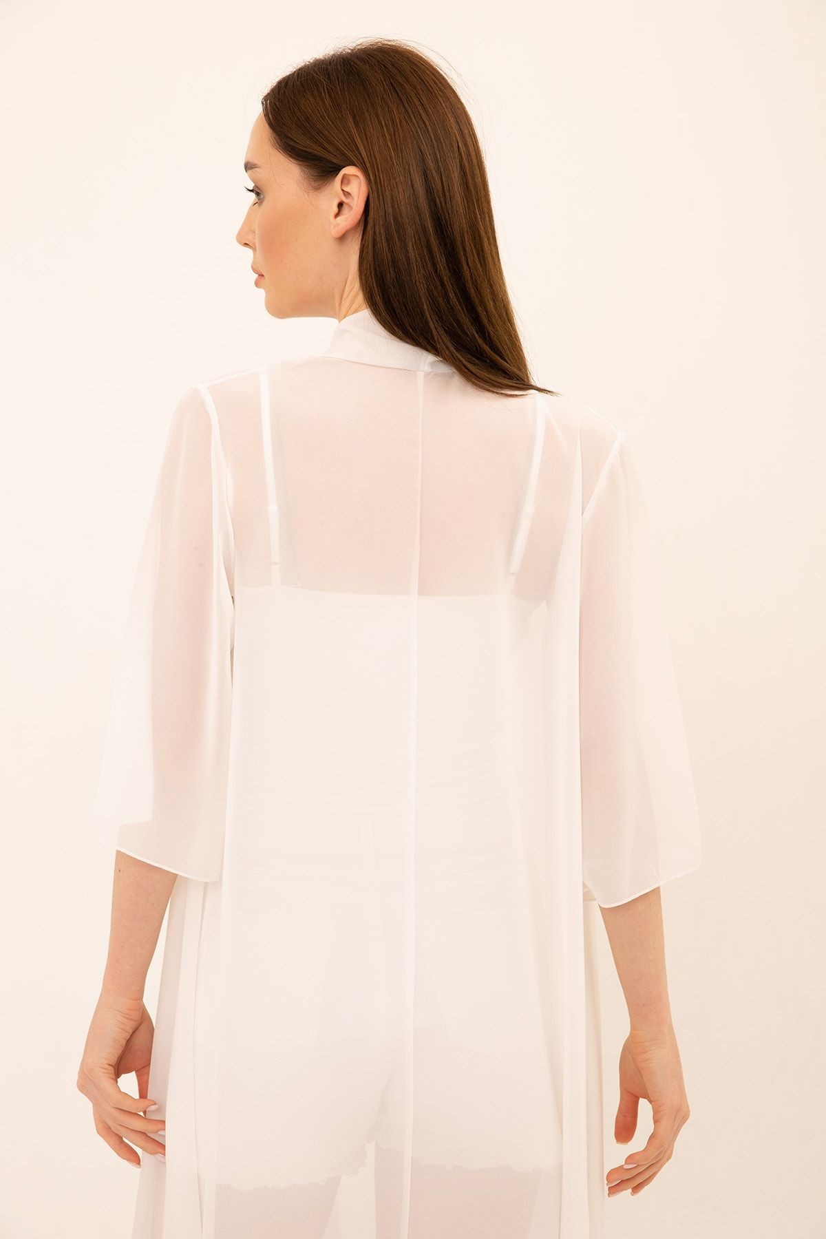 Ecru Şifon Kimono&hırka