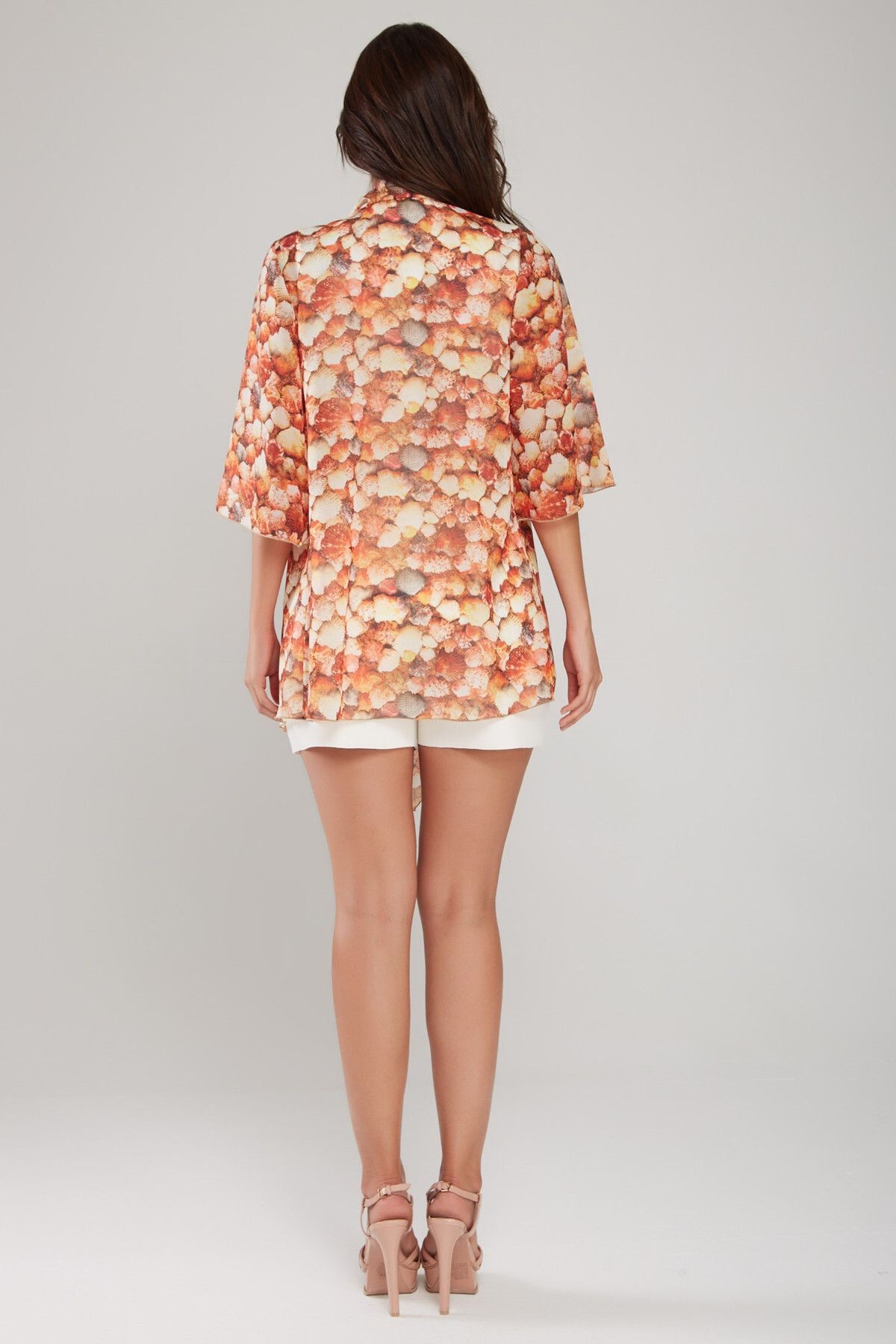 Kadın Desenli Şifon Kimono 18L6369
