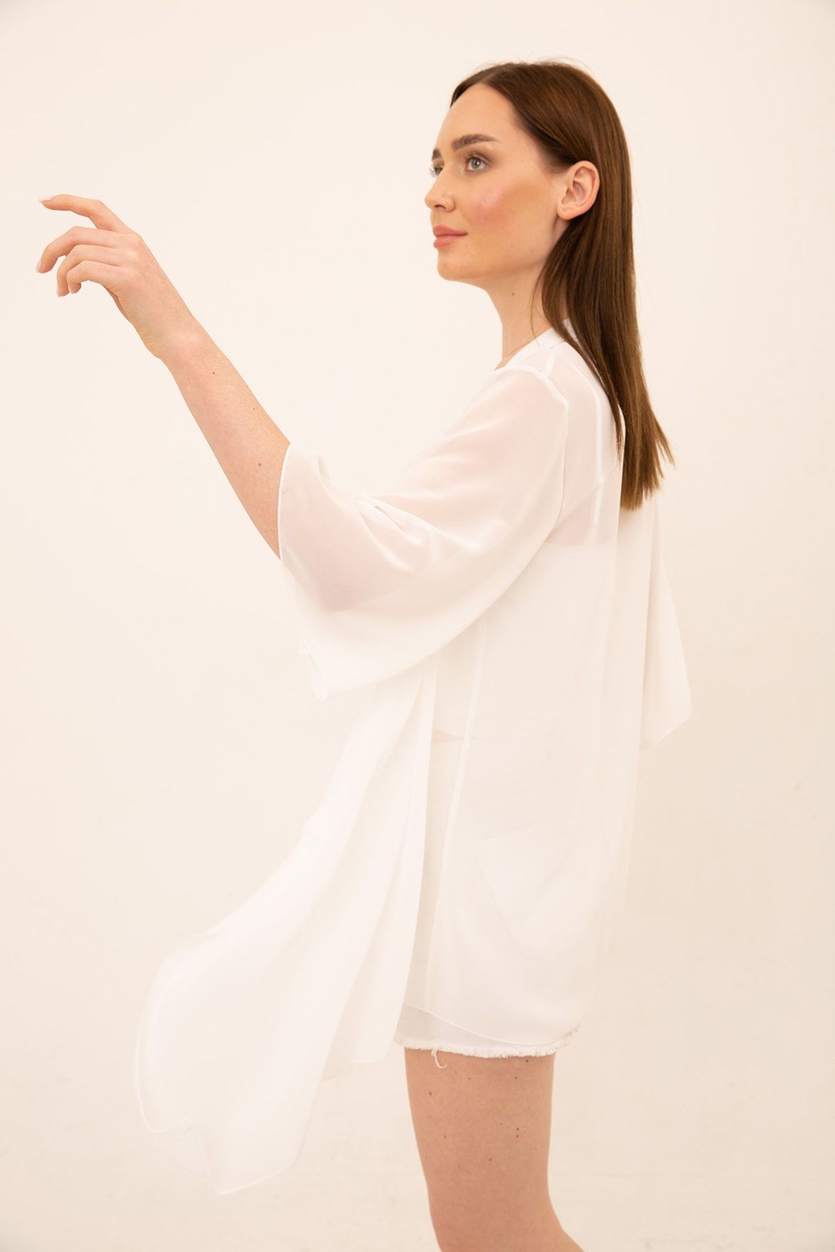 Ecru Şifon Kimono&hırka