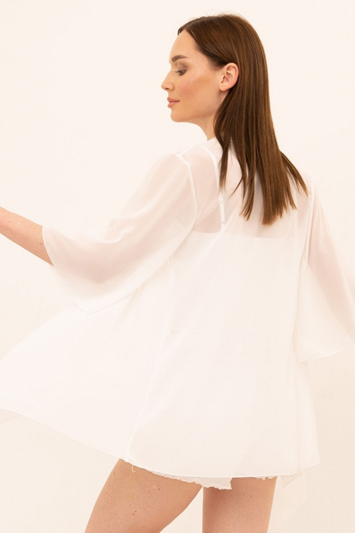 Ecru Şifon Kimono&hırka