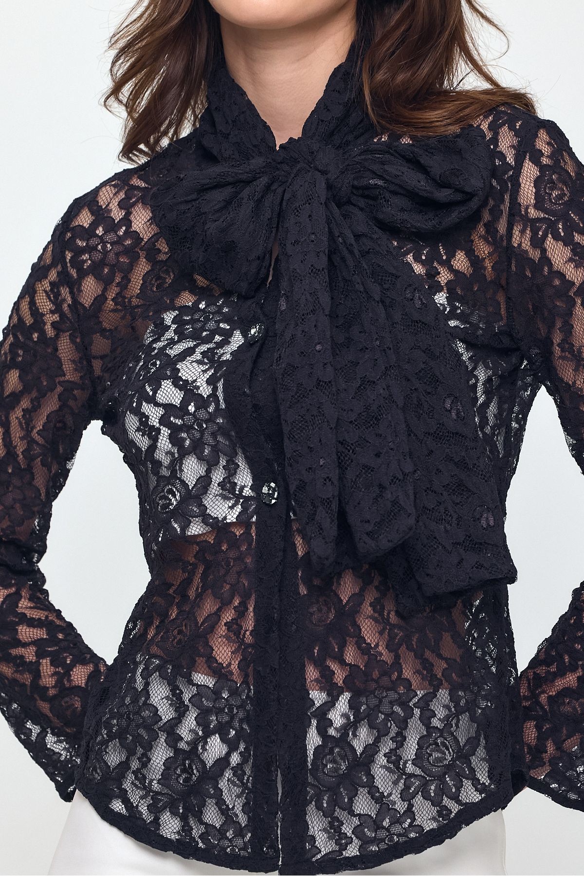 Kendinden Şal Detaylı Dantel Hırka Kimono-hırka Gündüz - Gece- Plaj Şıklığı 25L8016