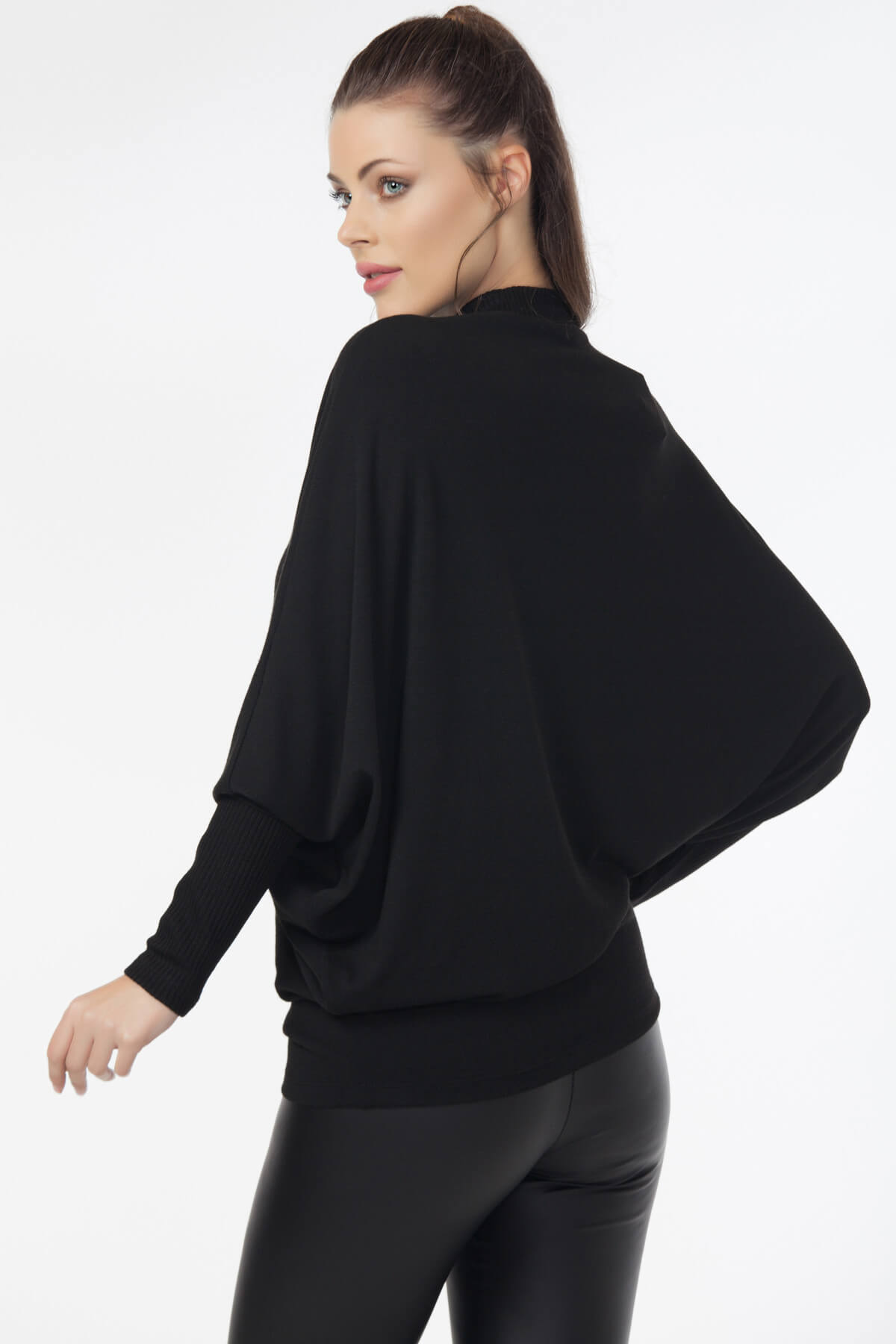 Kadın Siyah Triko Bluz 19L6456