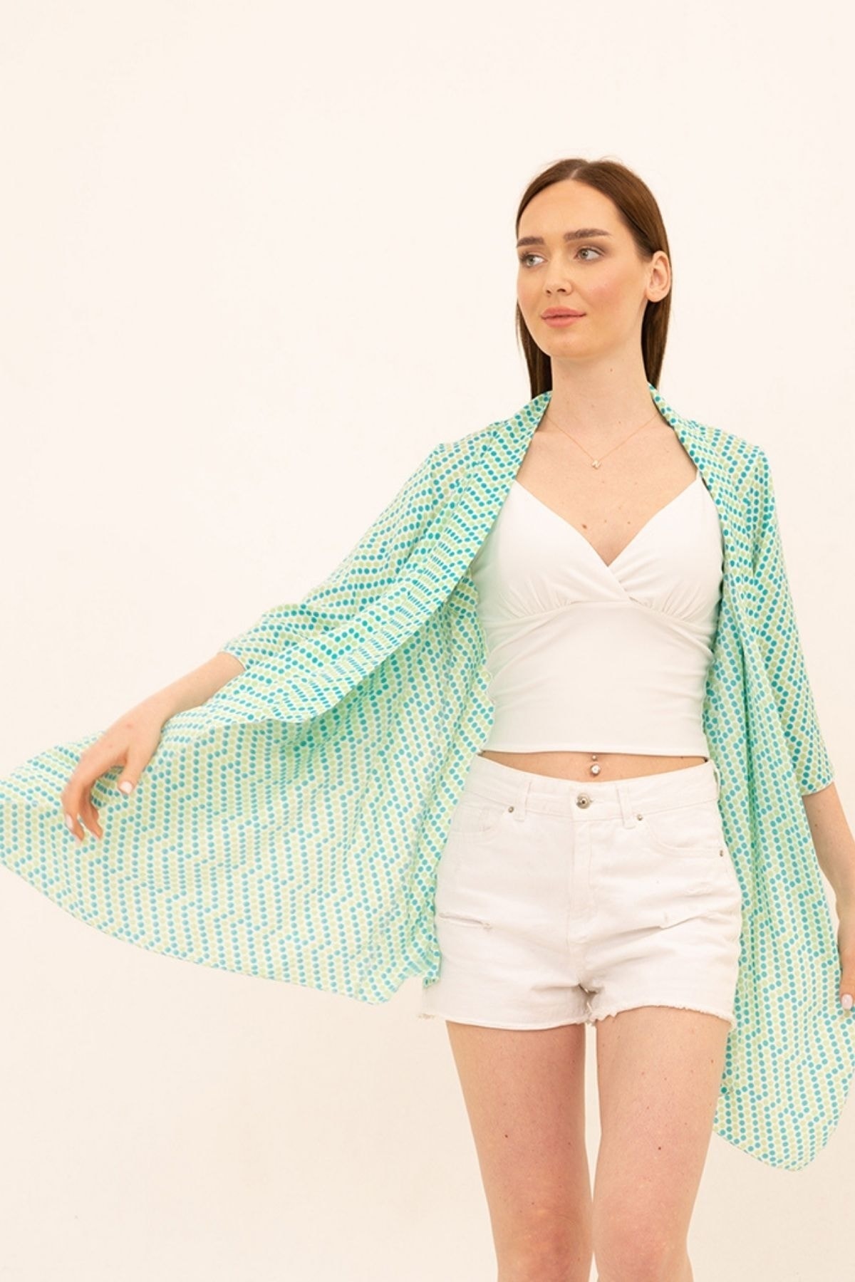 Puantiye Desenli Kimono Hırka