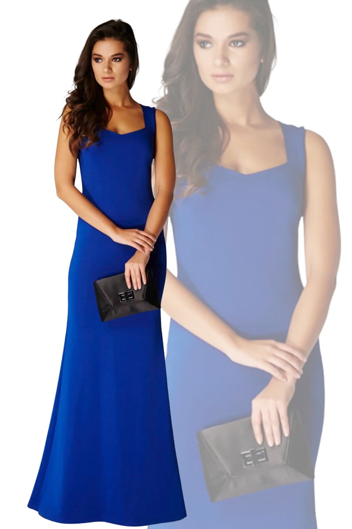 Kadın Saks Yaka Detaylı Abiye Balık Elbise 14l4113-l