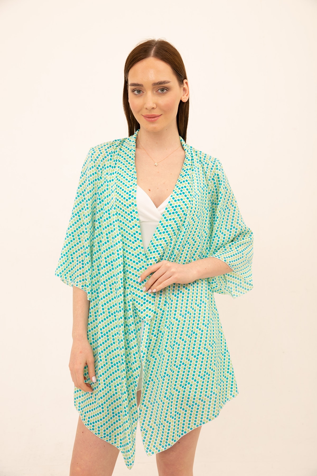Puantiye Desenli Kimono Hırka