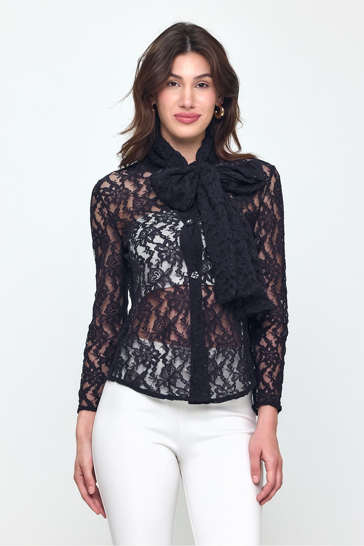 Kendinden Şal Detaylı Dantel Hırka Kimono-hırka Gündüz - Gece- Plaj Şıklığı 25L8016