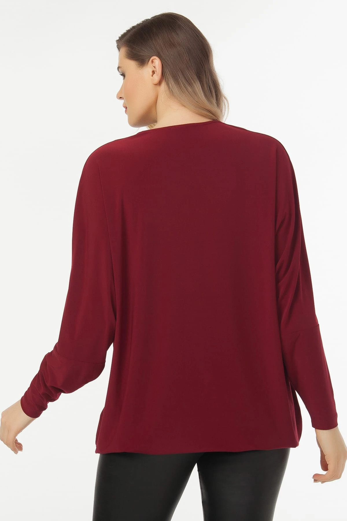 Kadın Bordo Yaka Detaylı Bluz 19LB9174