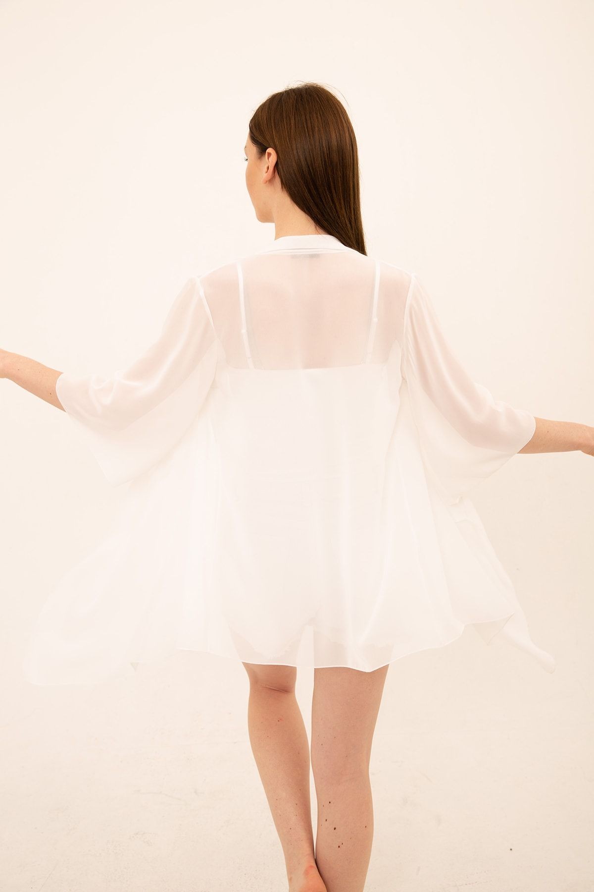 Ecru Şifon Kimono&hırka