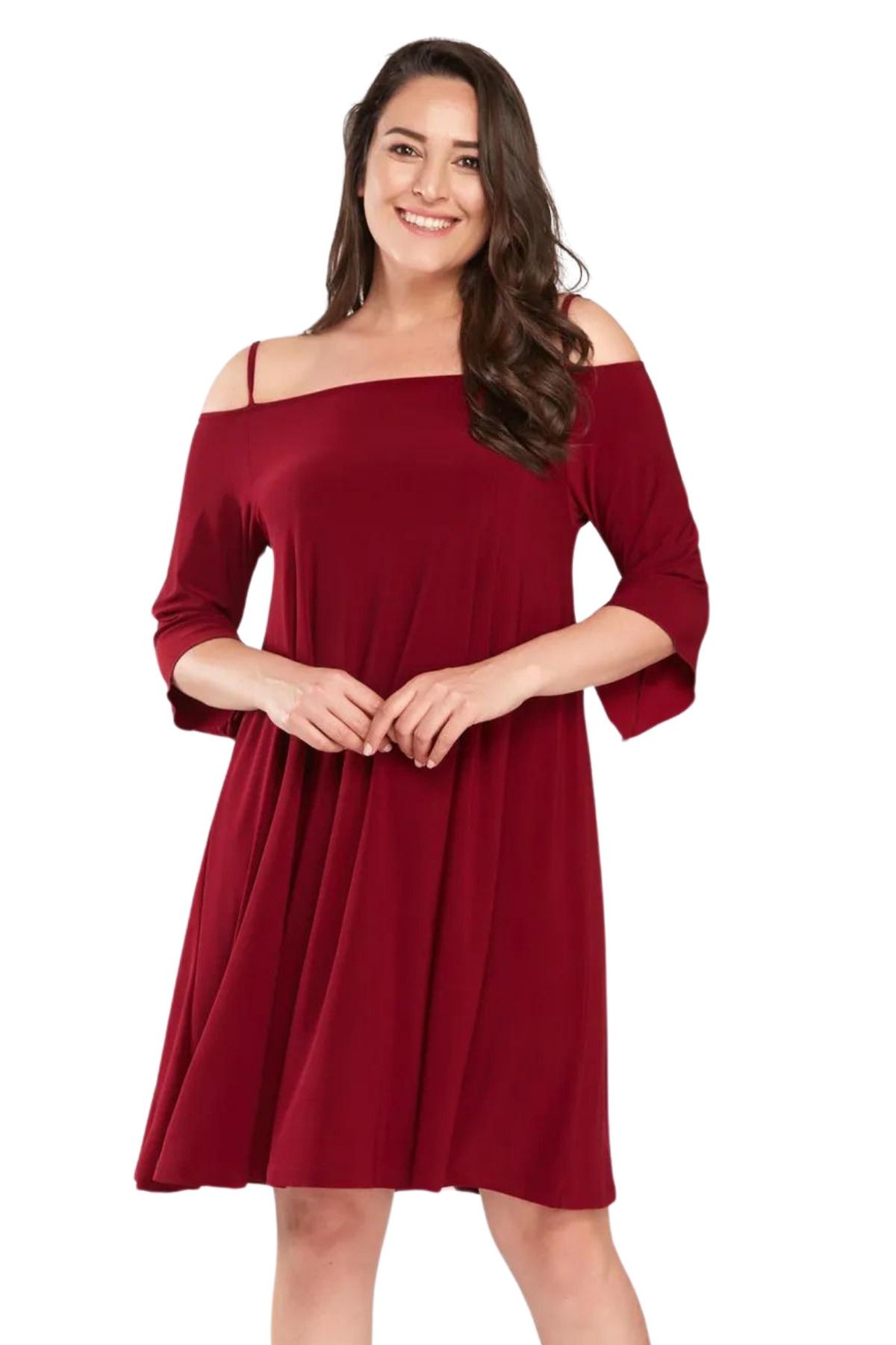 Kadın Bordo Madonna Yaka Ip Askılı Elbise Gündüz&gece Şıklığı 17lb9090
