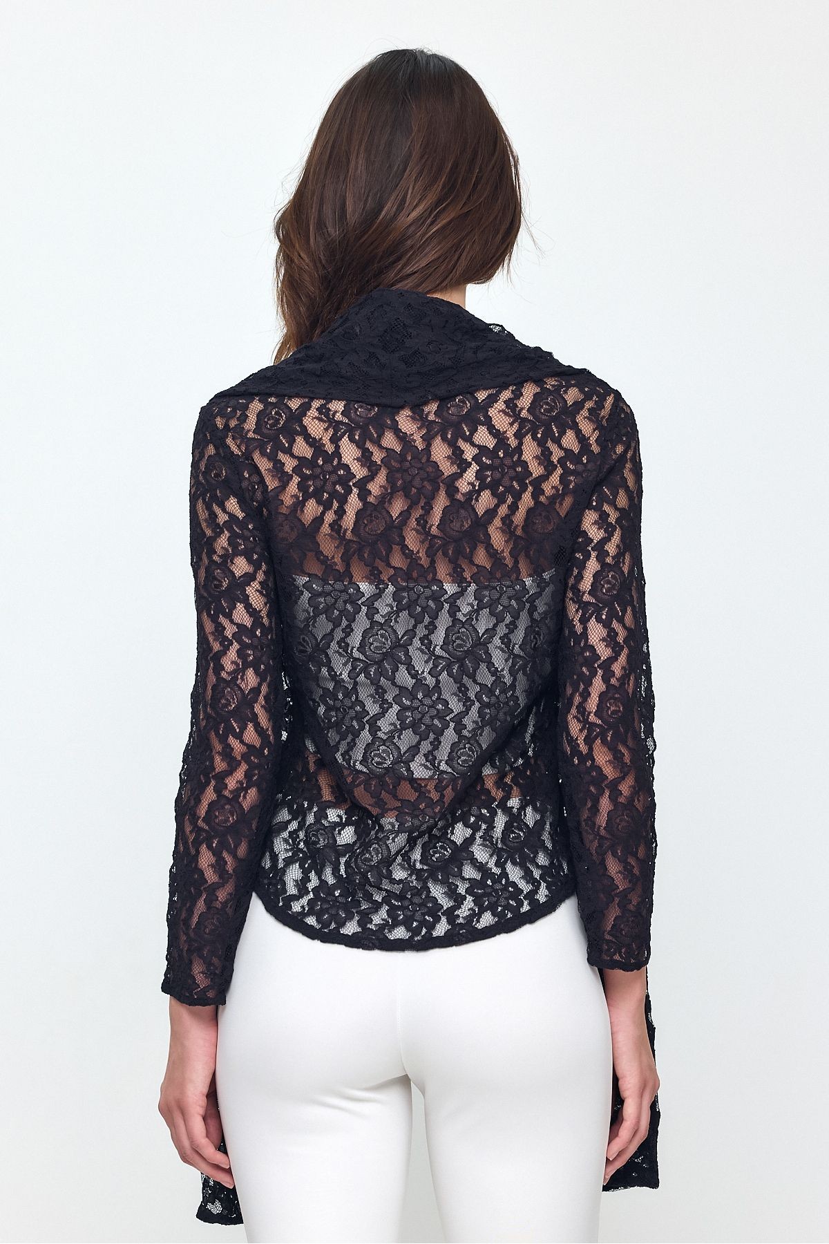 Kendinden Şal Detaylı Dantel Hırka Kimono-hırka Gündüz - Gece- Plaj Şıklığı 25L8016