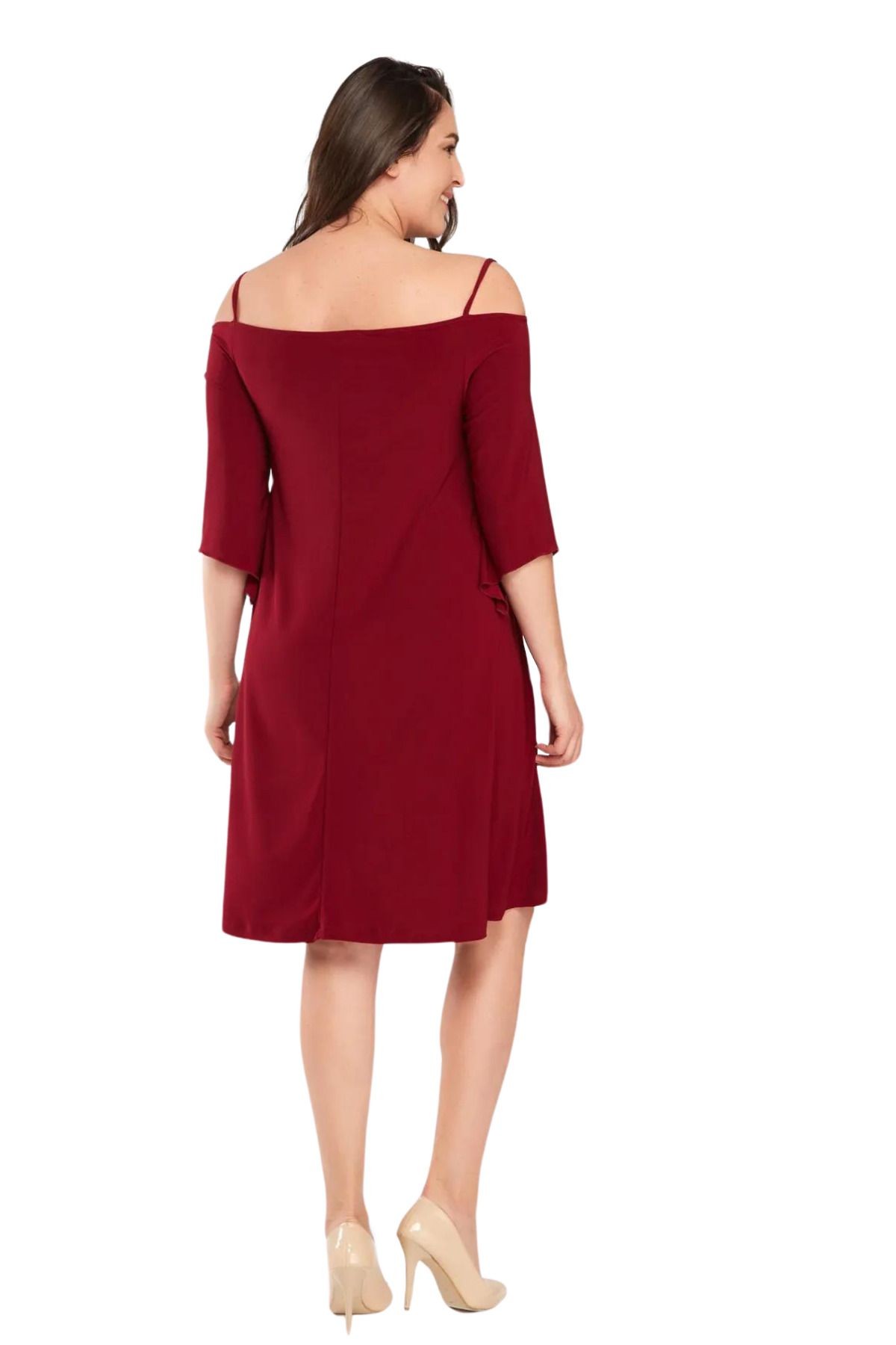 Kadın Bordo Madonna Yaka Ip Askılı Elbise Gündüz&gece Şıklığı 17lb9090