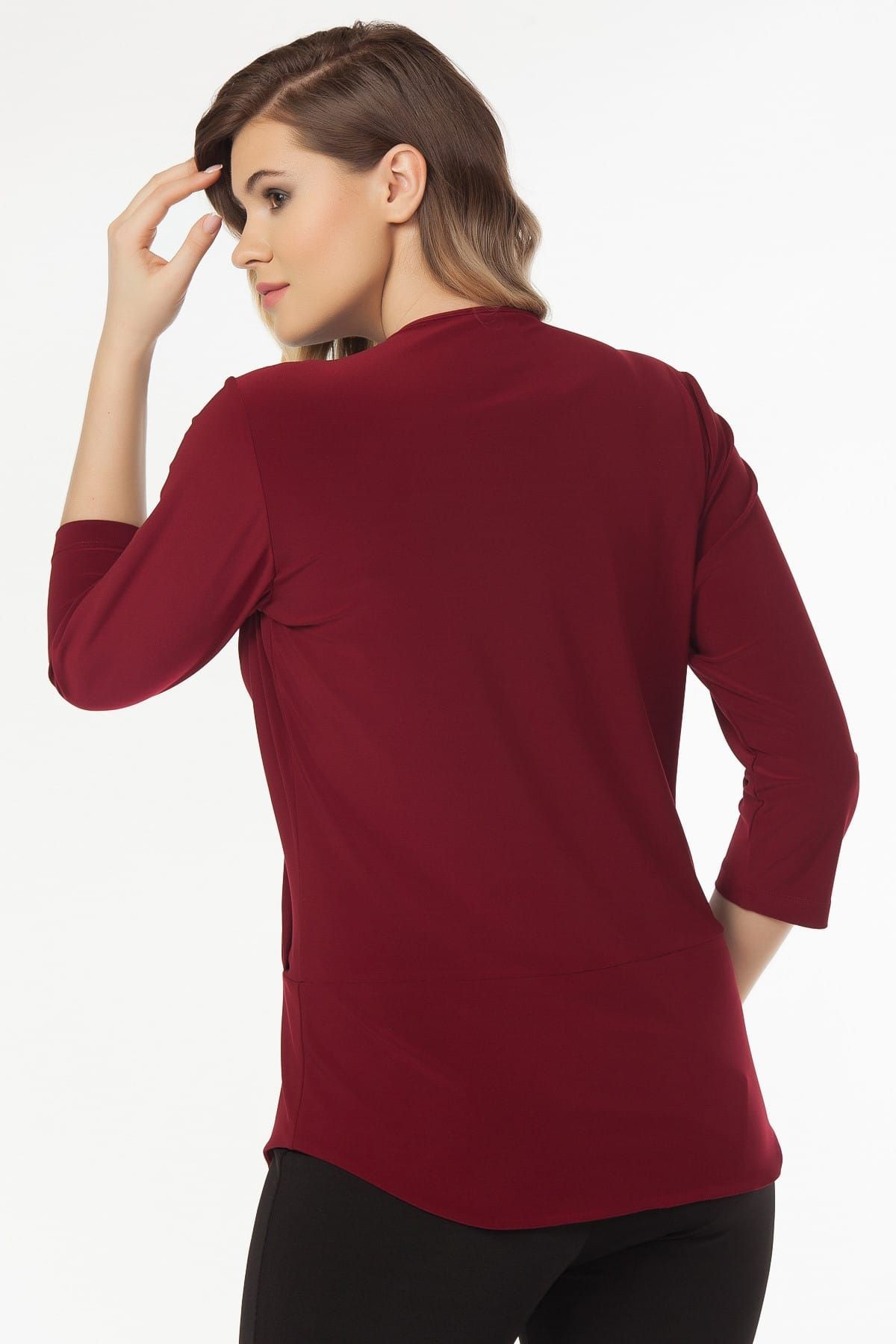 Kadın Bordo Kruvaze Kesim Bluz 19LB9142