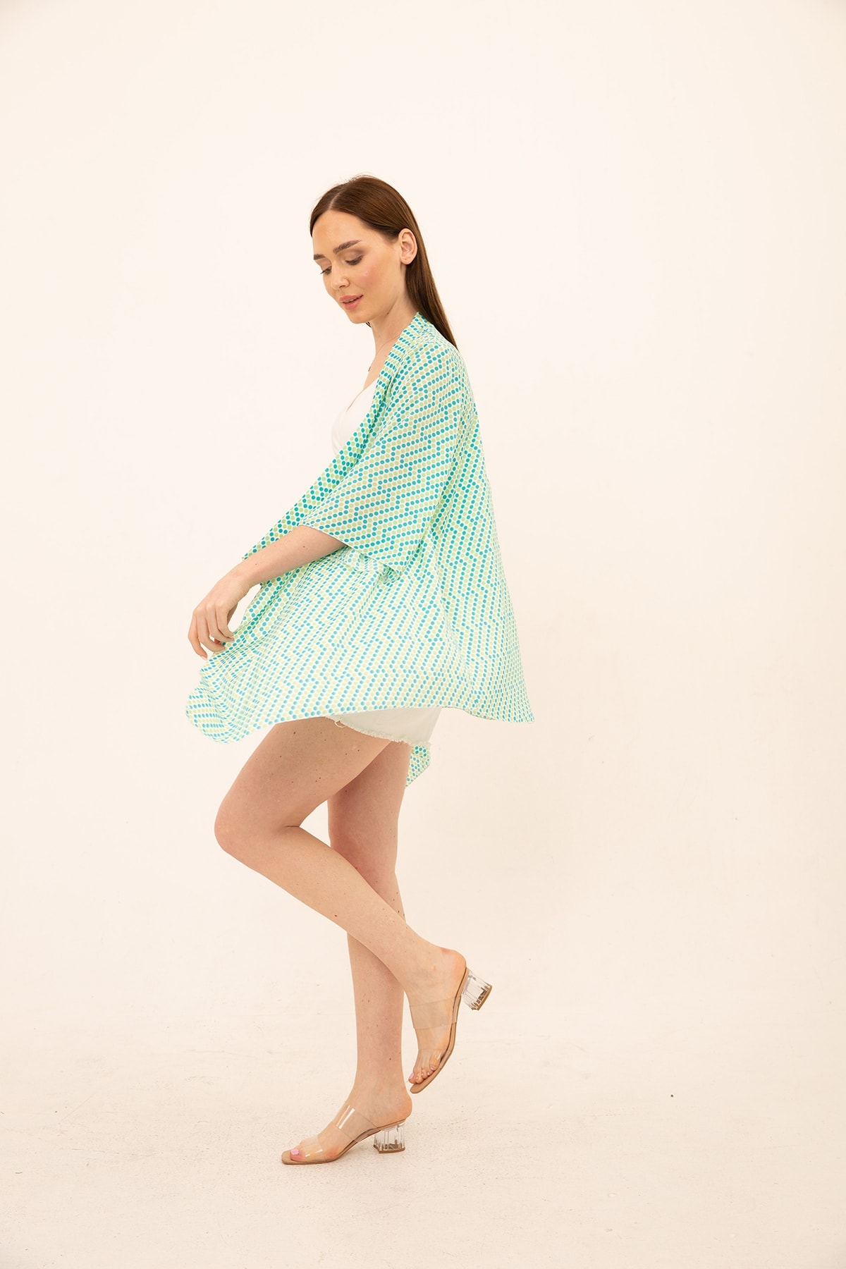 Puantiye Desenli Kimono Hırka
