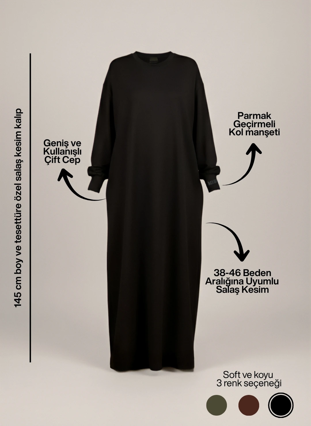 SWEAT ELBİSE - SİYAH