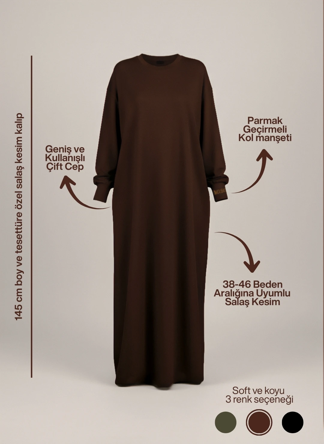 SWEAT ELBİSE - ACI KAHVE