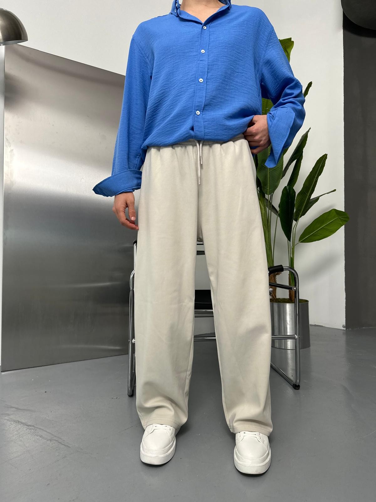 Face Kumaş Bej Baggy Pantolon 