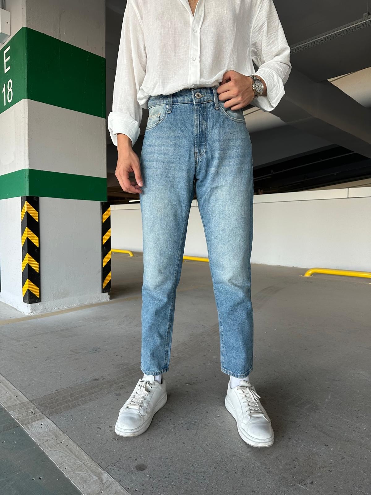 Blue Washed Mom Fit Jean