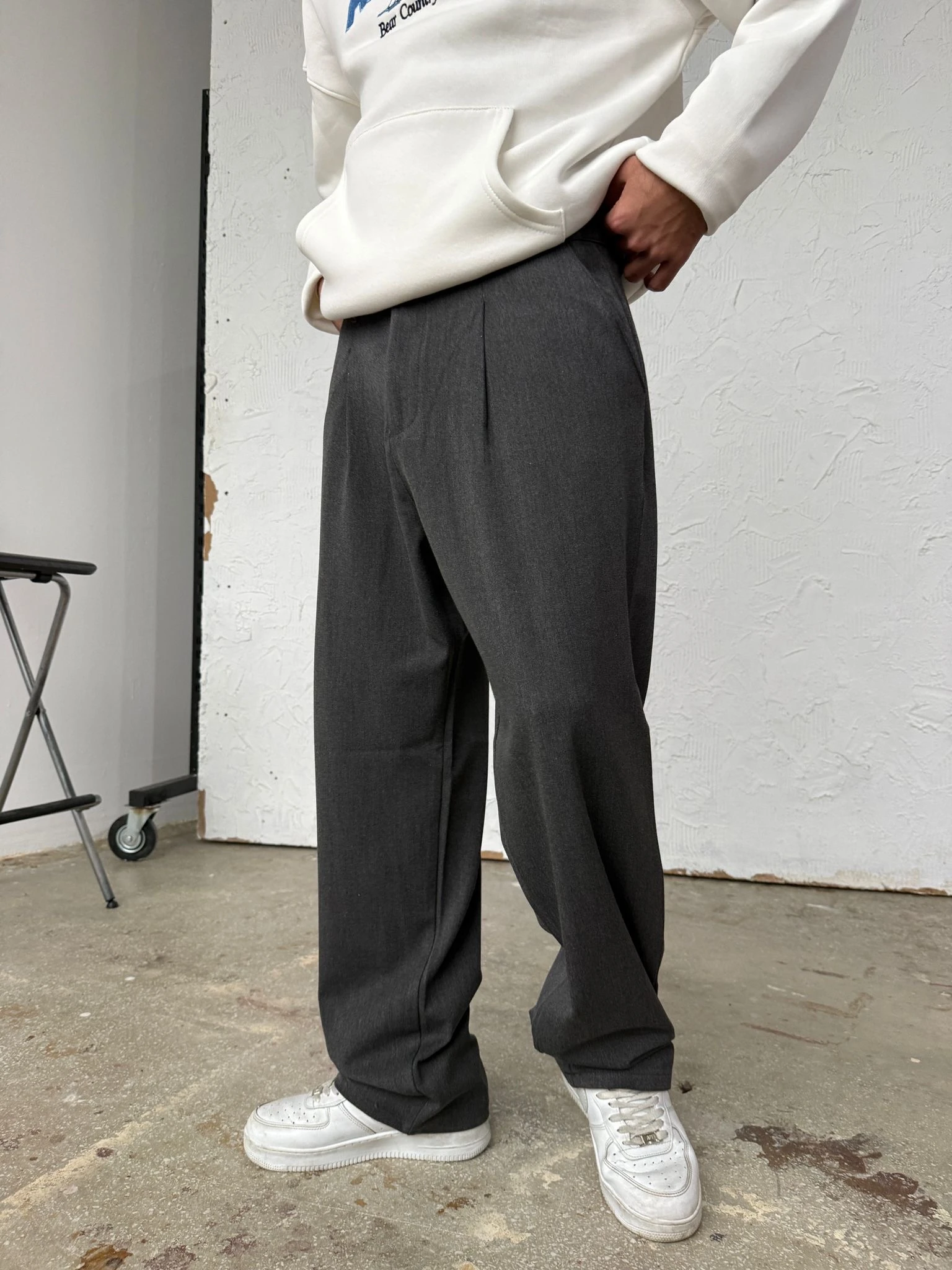 Znc Koyu Gri Baggy Kumaş Pantolon