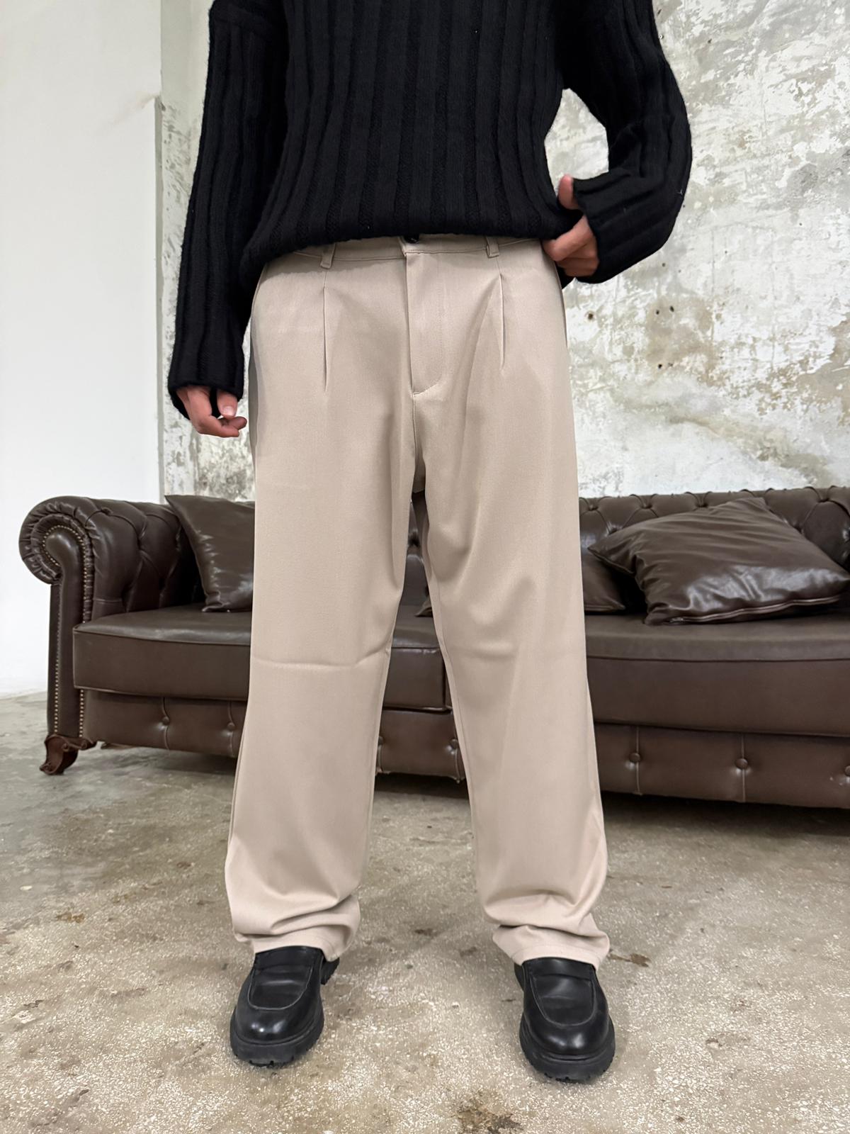 Kane Bej Baggy Kumaş Pantolon