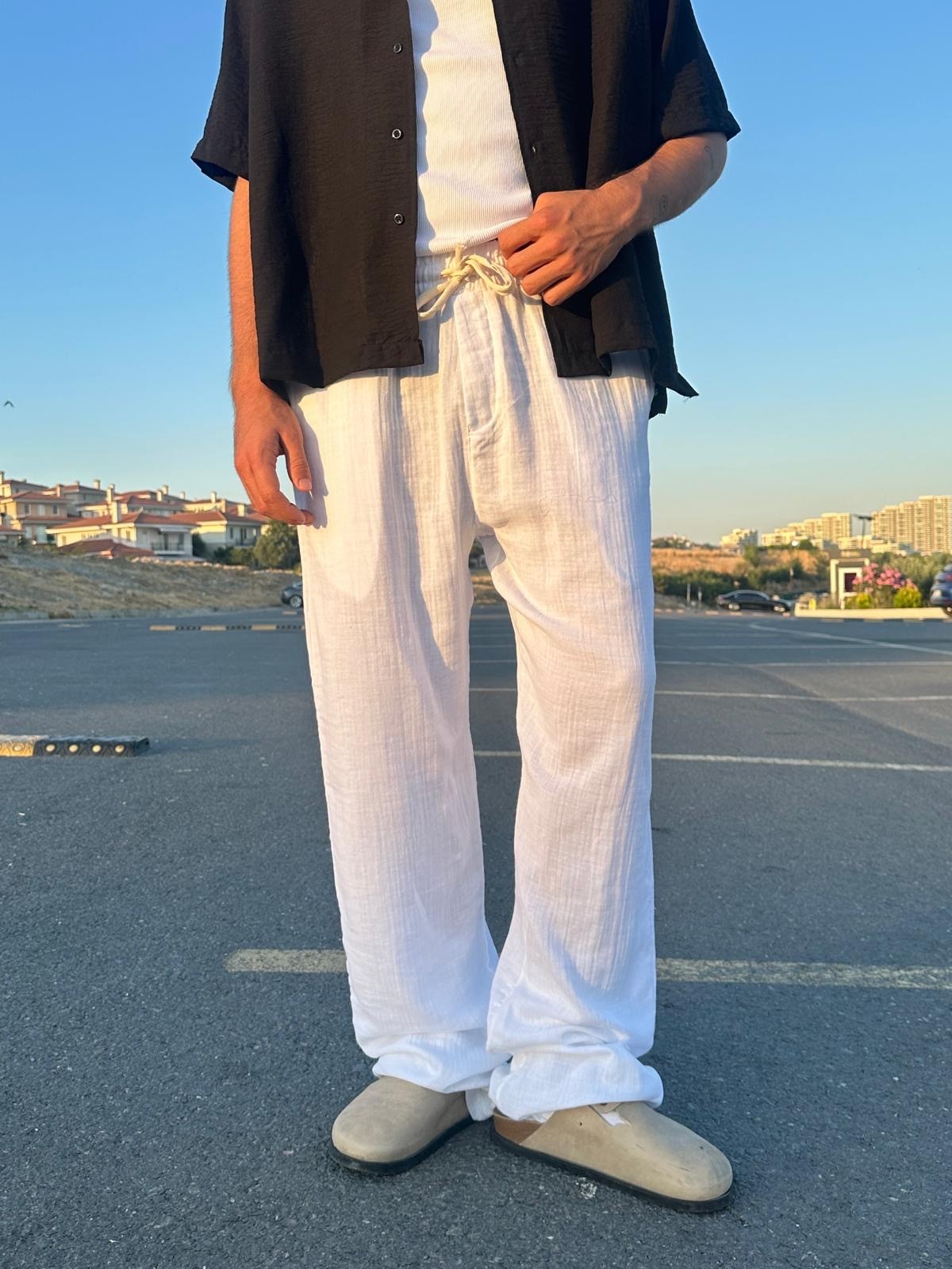 Summer Vibe Beyaz Dökümlü Fresh Pantolon