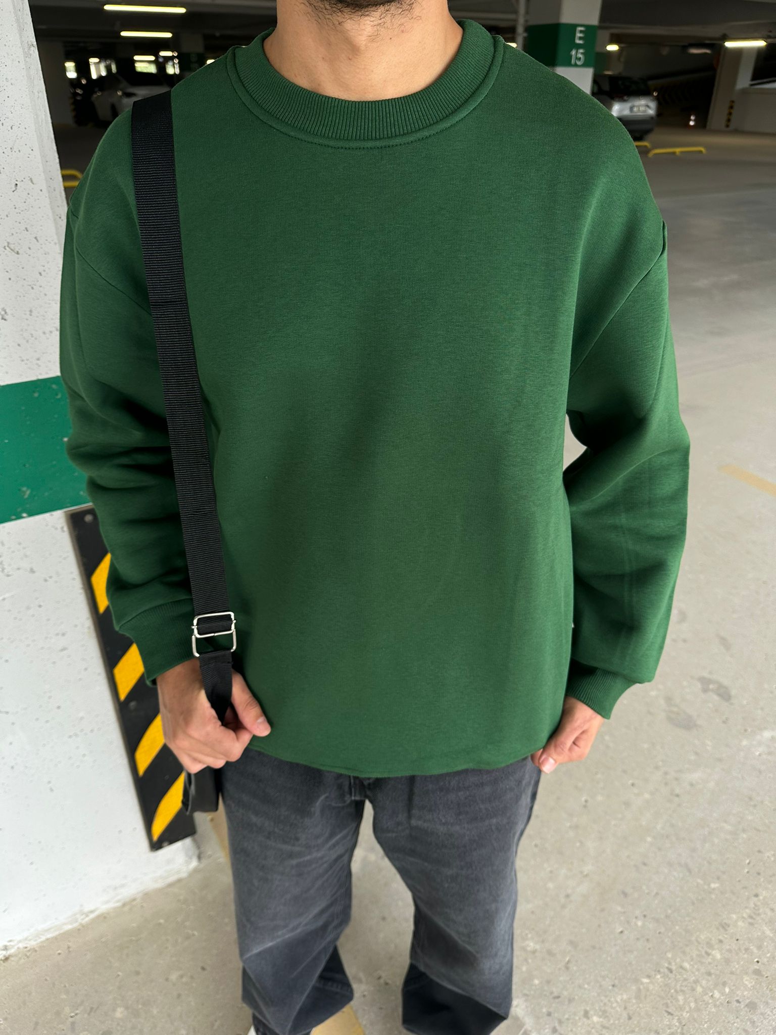 Basıc Oversize Sweatshirt - yeşil