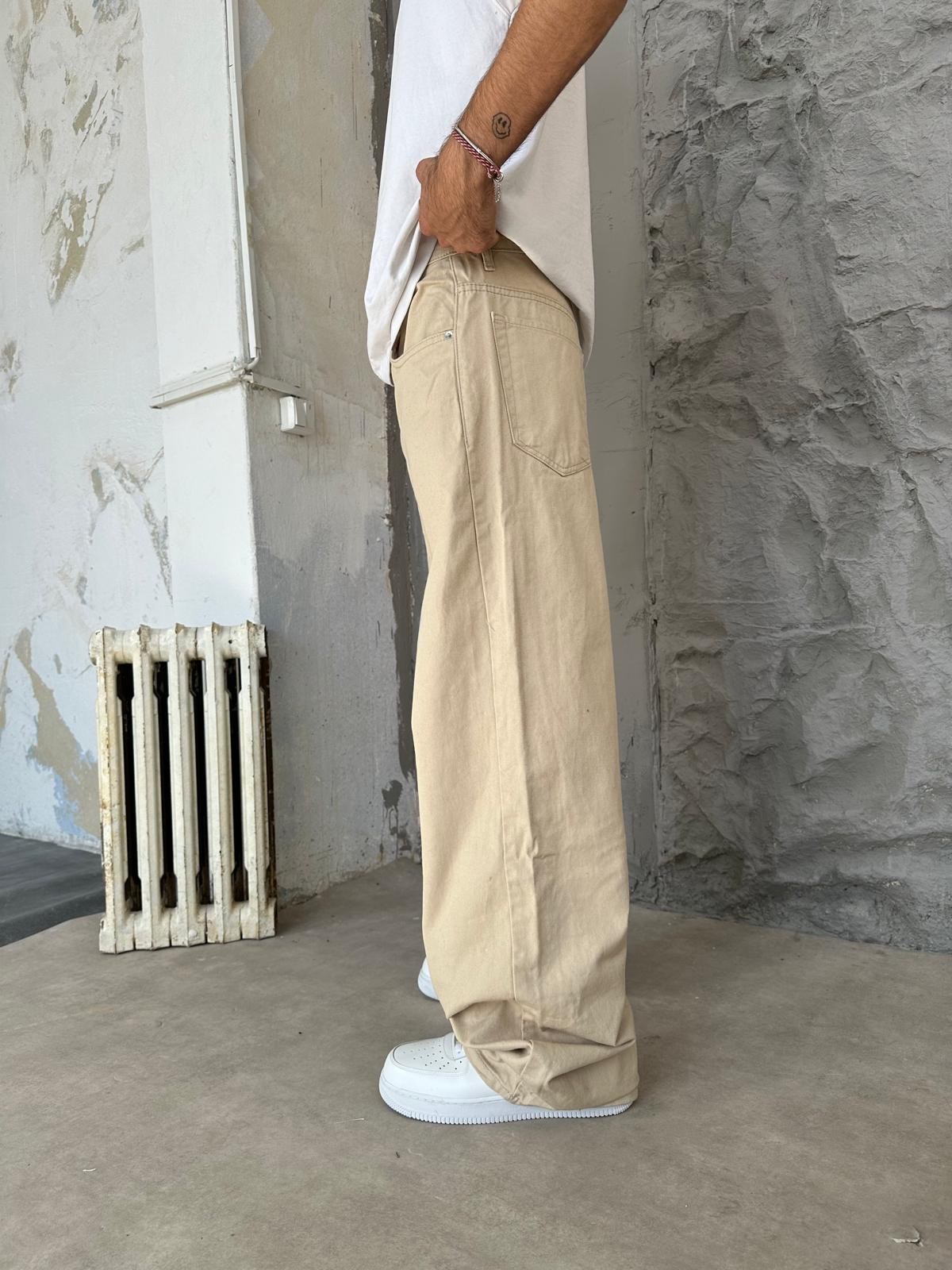 Old Money Gabardin Bej Kumaş Pantalon