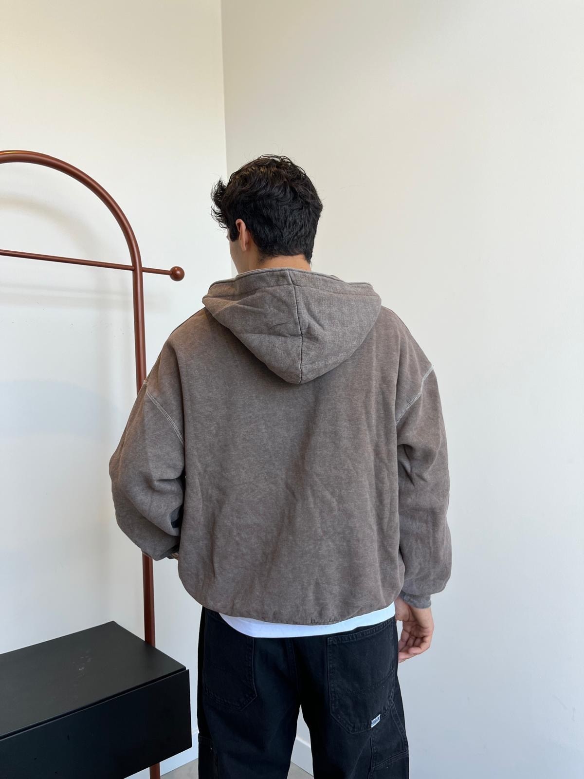 Brown Oversize Stockholm Zip-Hoodie