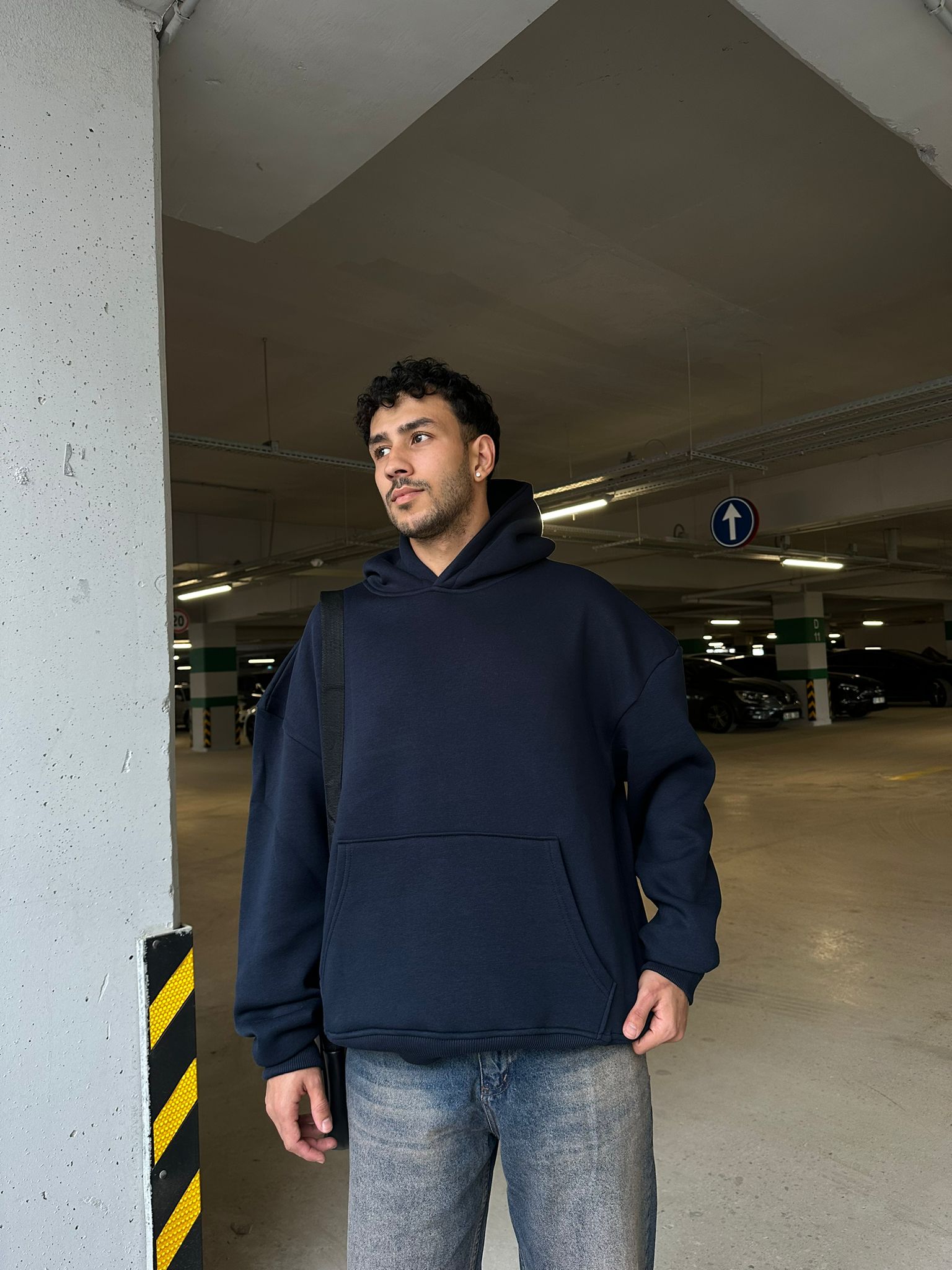 Basıc Oversize Hoodie - lacivert