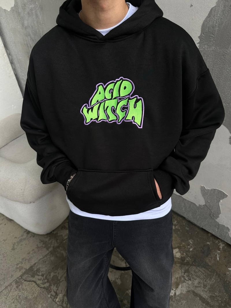 Acid Witch Nakışlı Oversize Hoodie