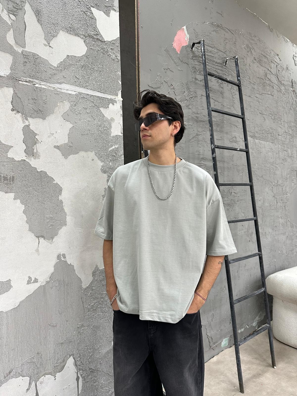 Znc Basic Boyama Gri T-shirt