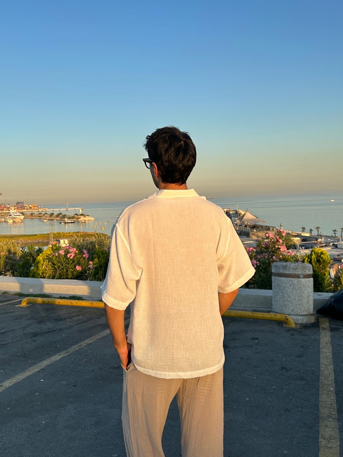Seaside Nakışlı Beyaz Kısa Kollu Gömlek