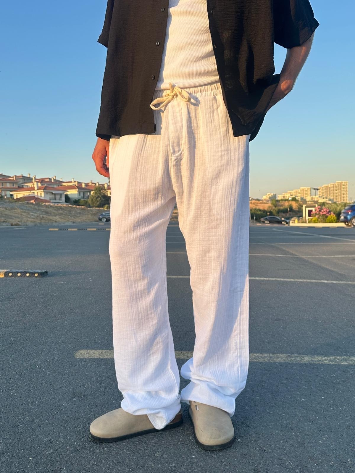 Summer Vibe Beyaz Dökümlü Fresh Pantolon