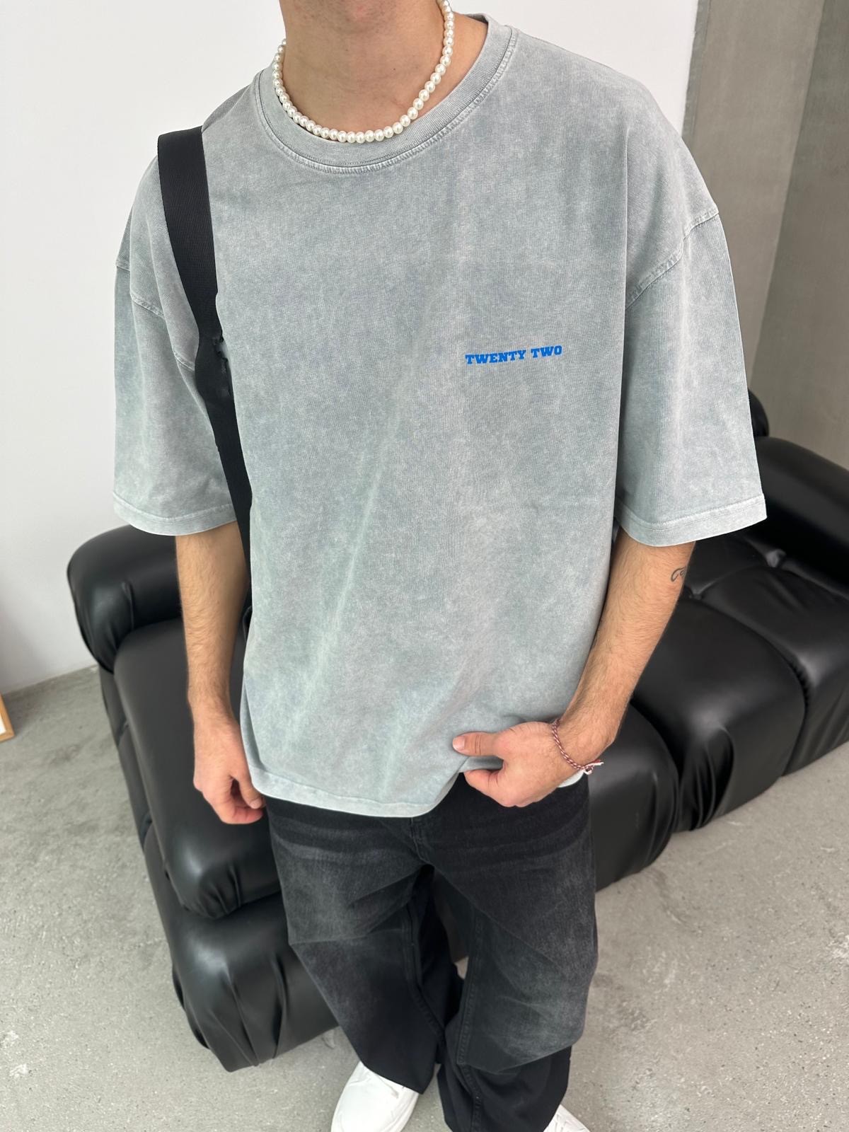 Twenty Two Baskılı Yıkamalı Oversize T-Shirt