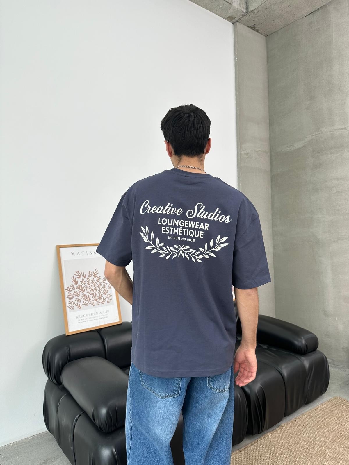 No Glory Studios Back Print Füme T-Shirt