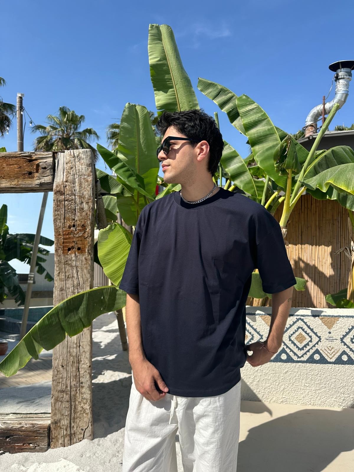 Lacivert Sand Vibes Basic T-Shirt
