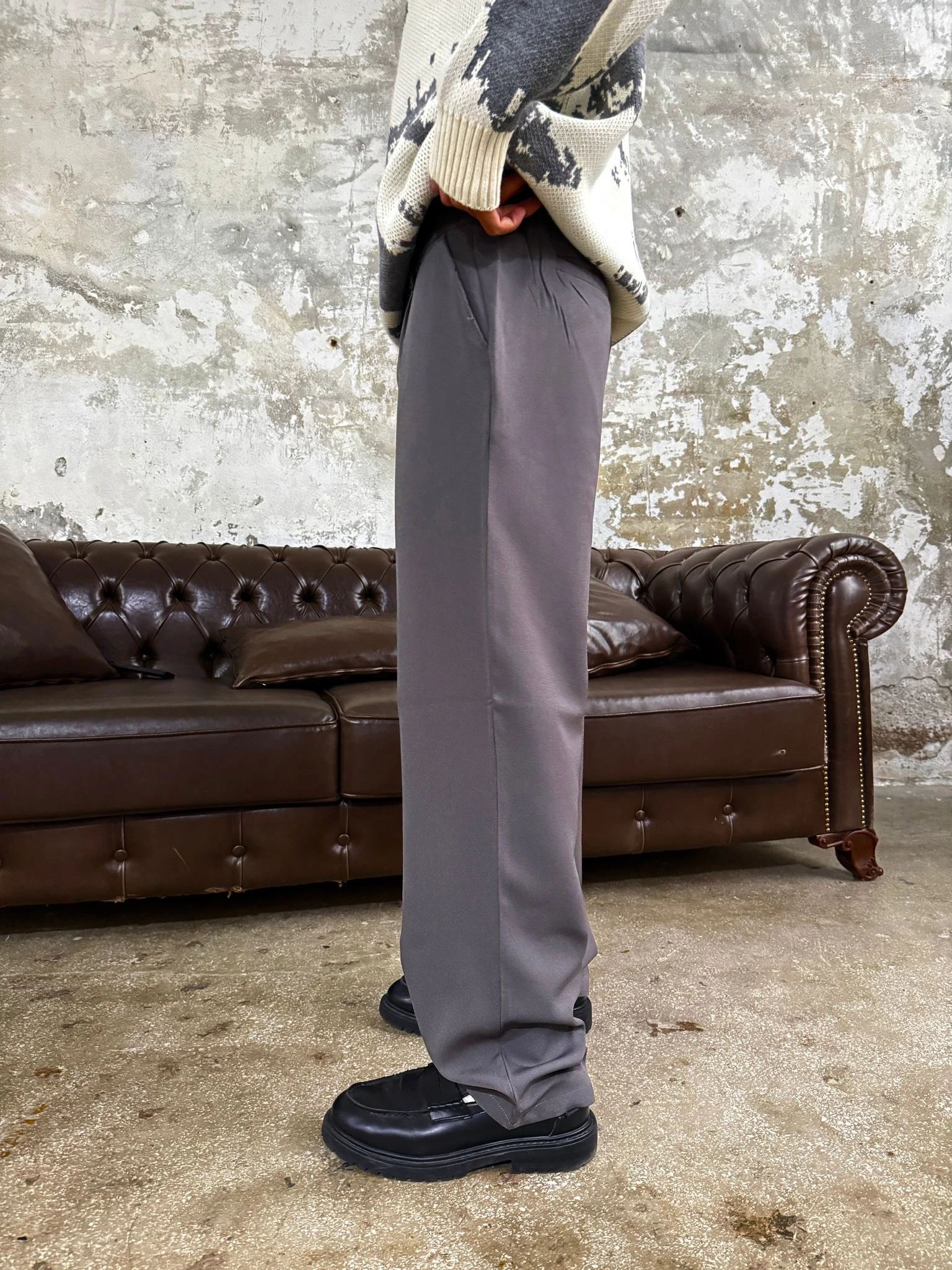 Rıve Füme Baggy Kumaş Pantolon