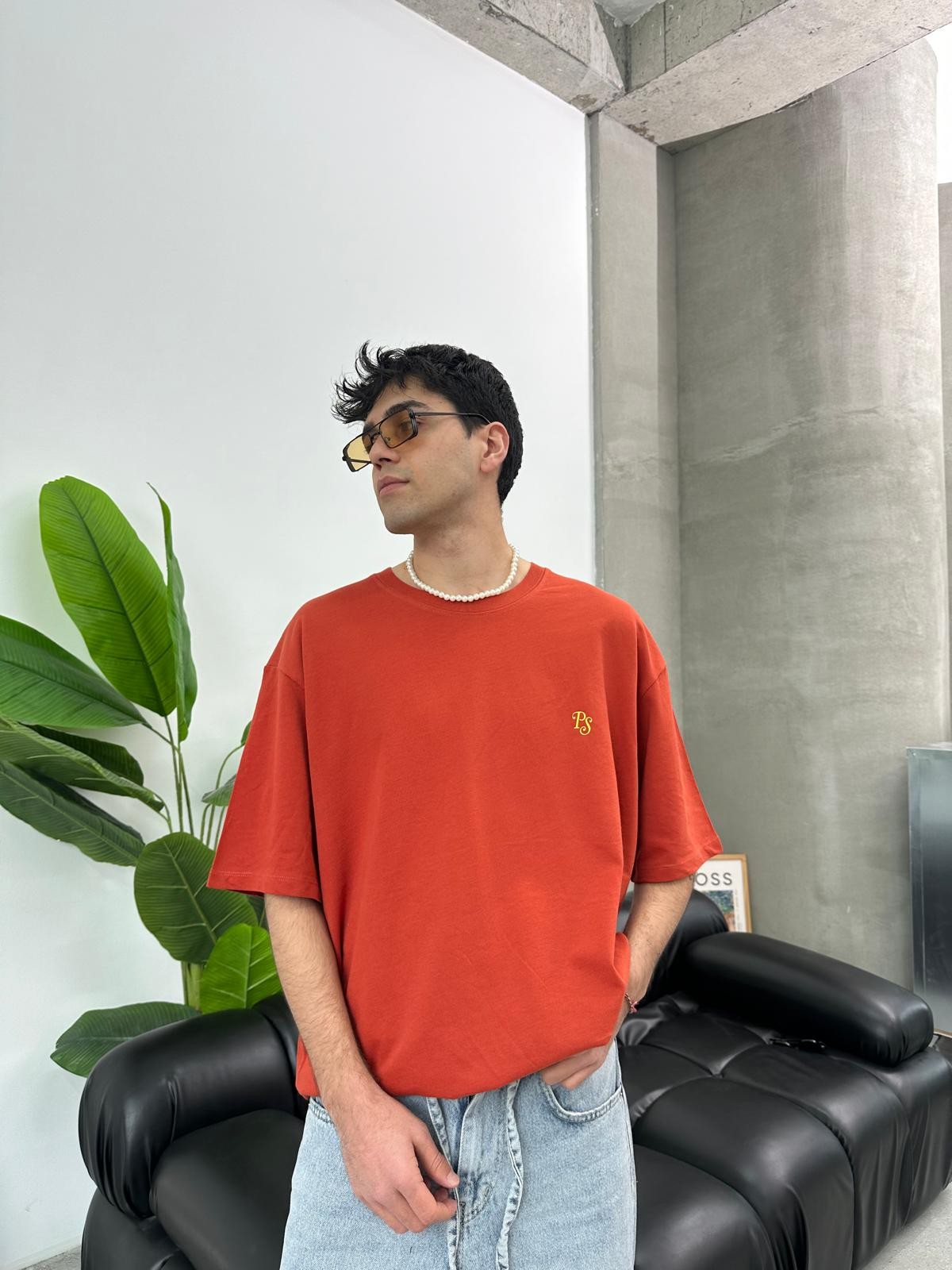 Prima Sound Baskılı Kırmızı Oversize T-Shirt 