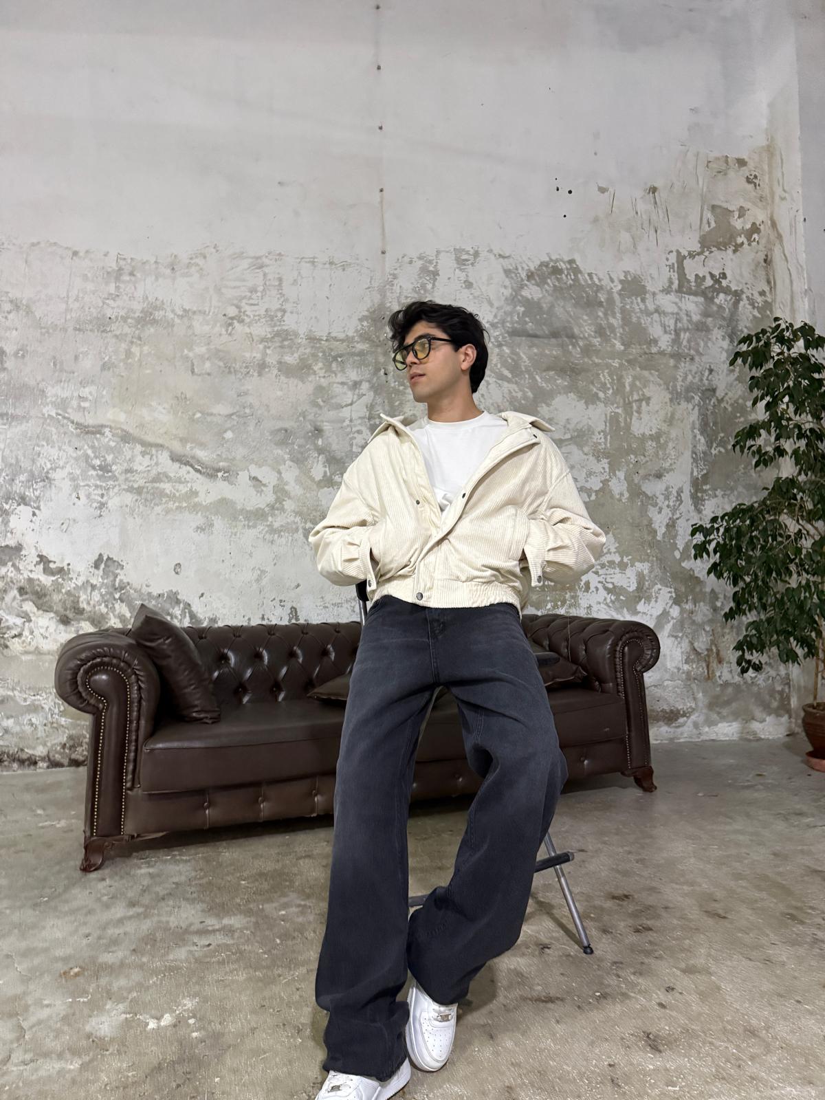 Kadife Bomber Bej Ceket