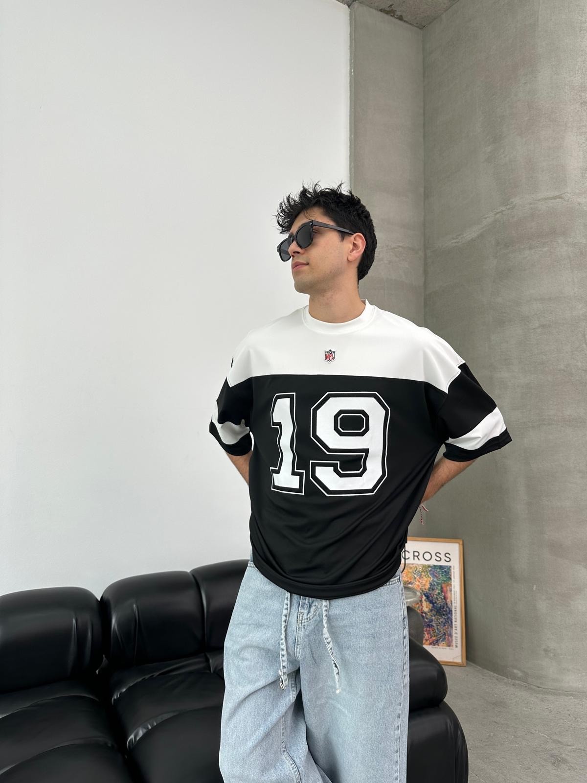 Raiders 19 Baskılı Oversize Siyah Forma