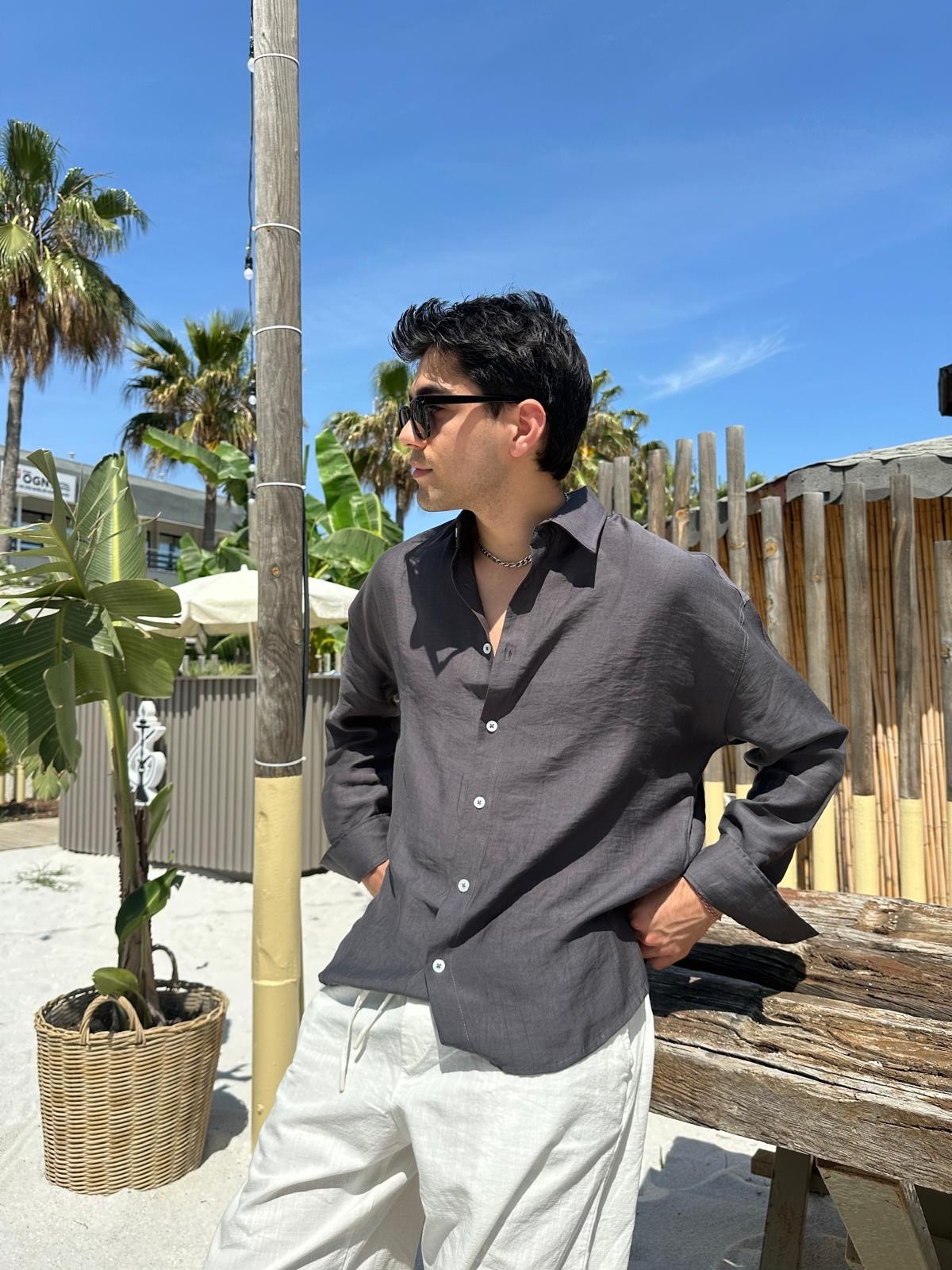 Füme Sand Vibes Keten Gömlek