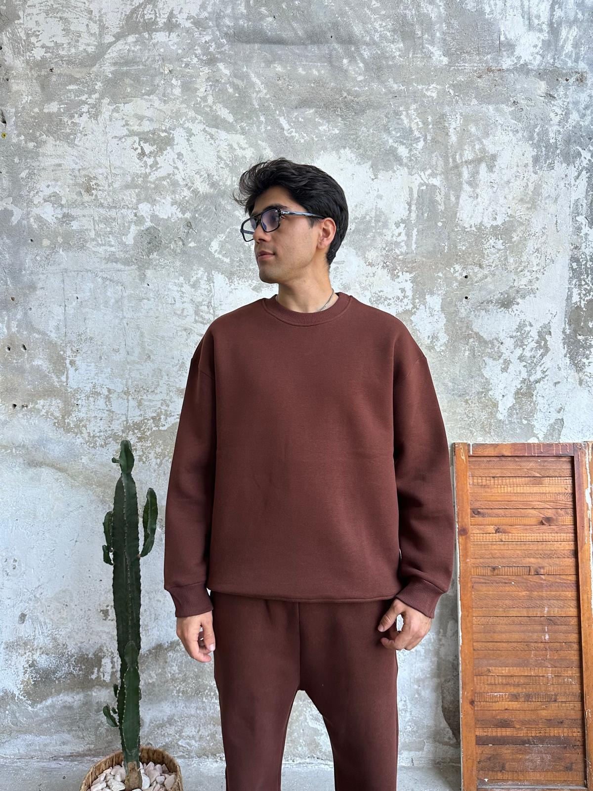 Acı Kahve Oversize Basic Sweatshirt