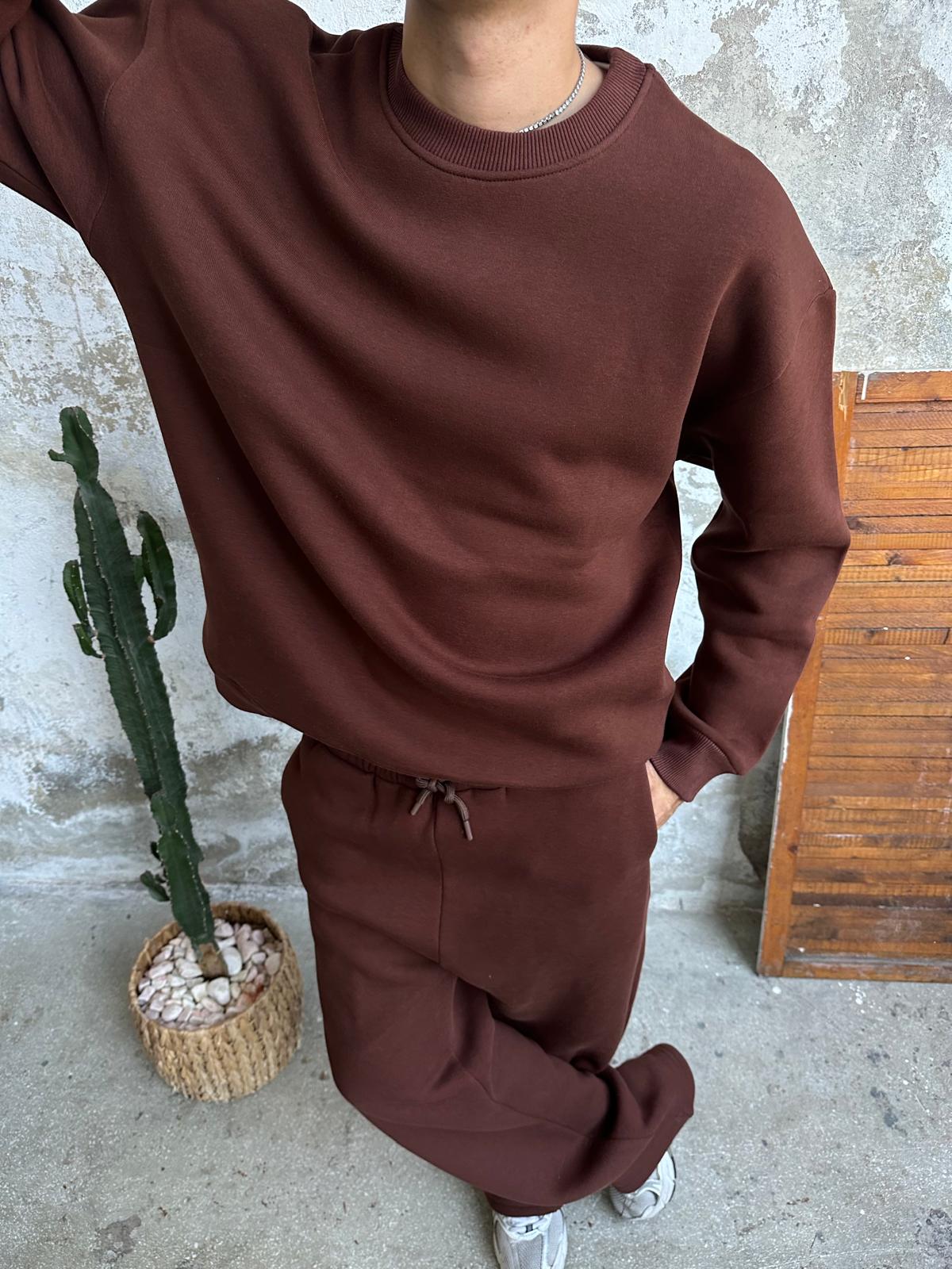 Acı Kahve Oversize Basic Sweatshirt