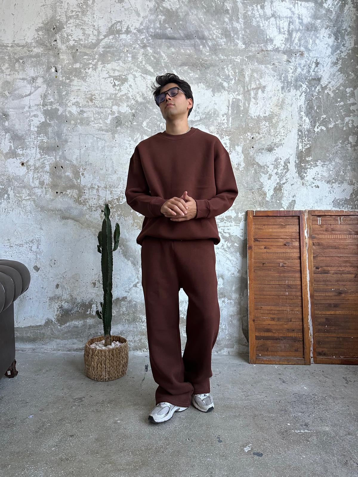 Acı Kahve Oversize Basic Sweatshirt